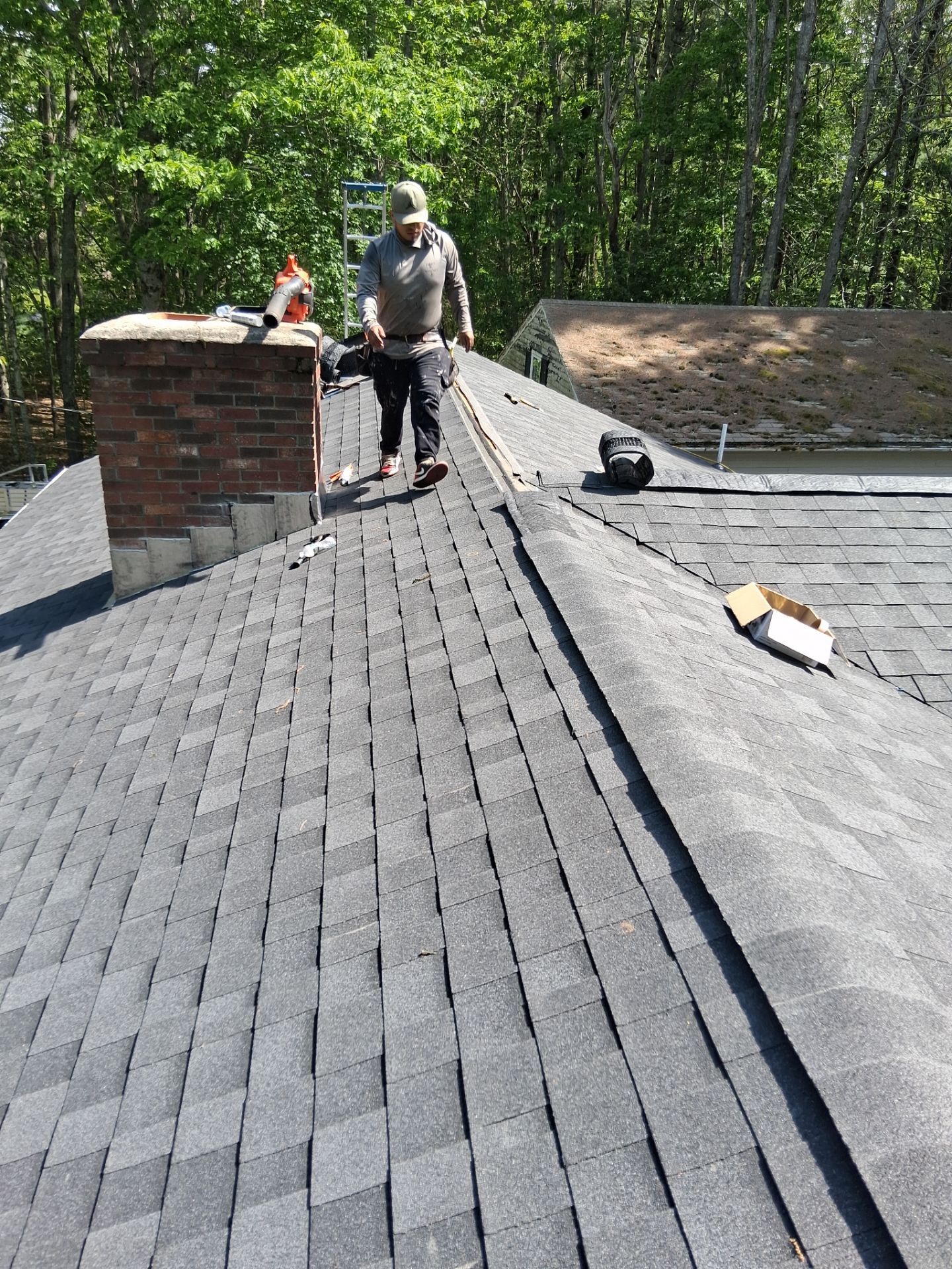 Asphalt Shingle Roof Replacement and Chimney Reflashing in York, Maine by Tall pine roofing