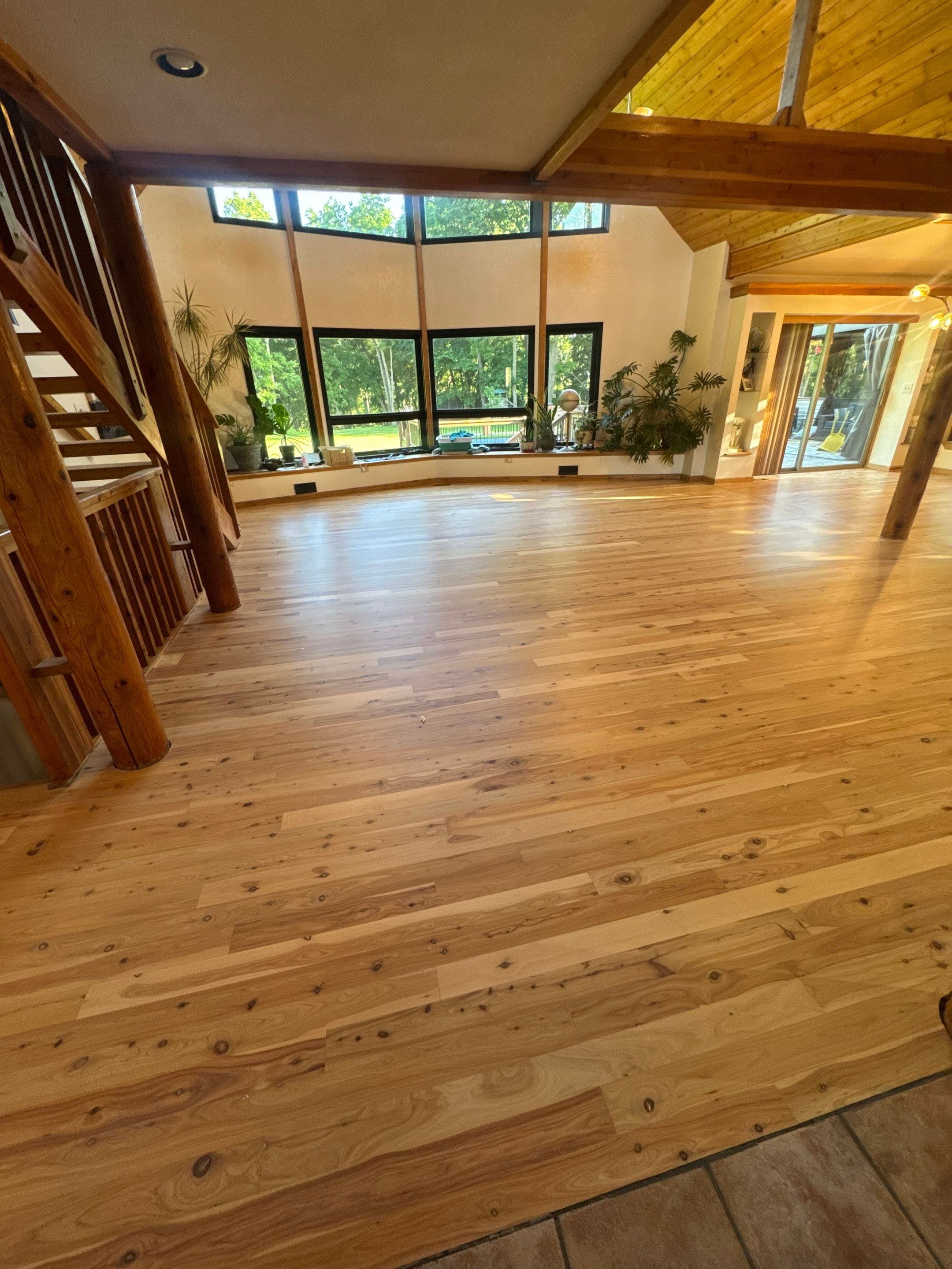 Austrailian Cypress Hardwood Repair and Refinishing in Shawnee by Rippnfinish