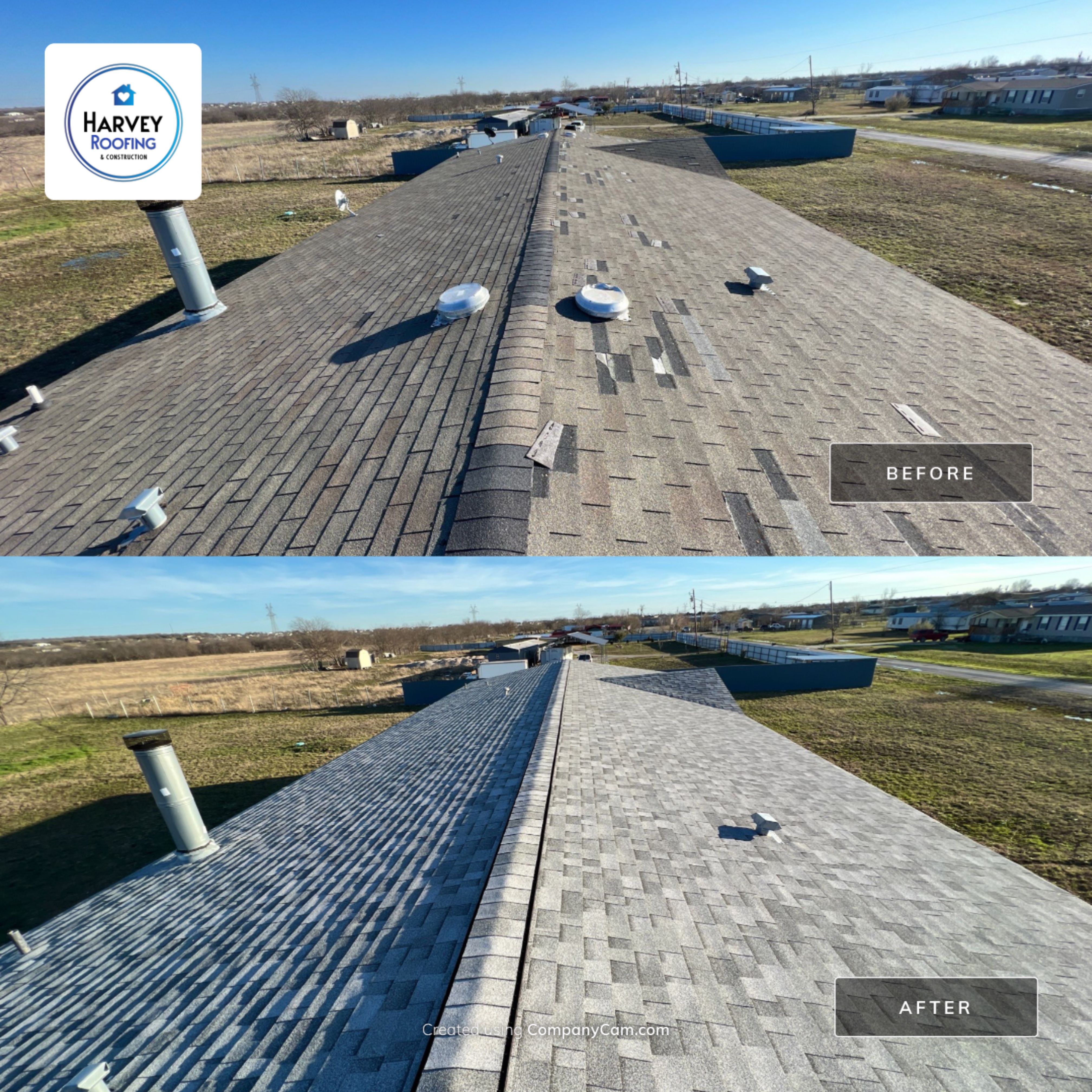 Residential Roofing Installation using Roofing Shingles by Harvey Roofing & Construction