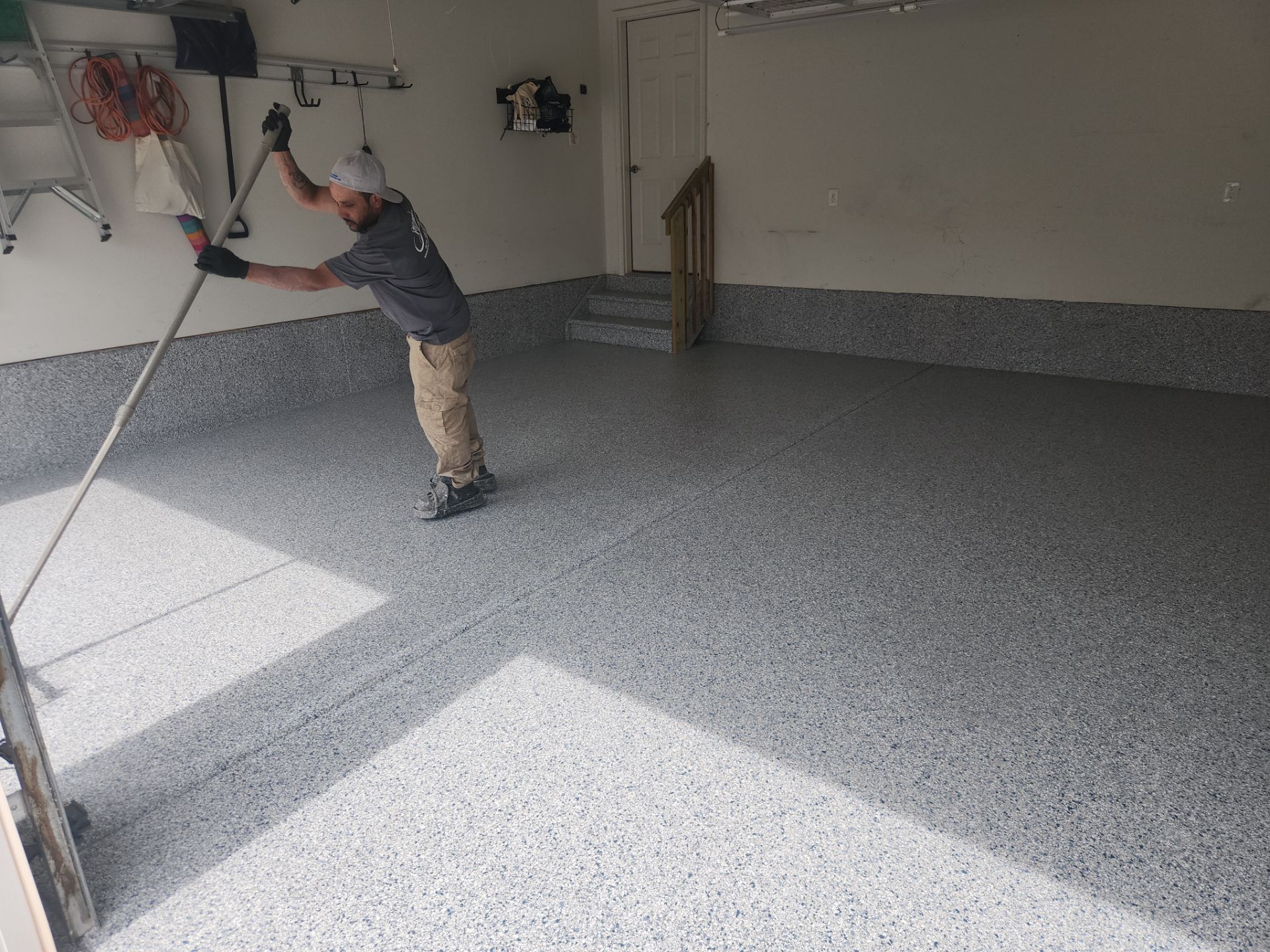Hillsborough Township Garage Floor Coating with Multi-Colored Polyaspartic Flake by Spectrum Painting, LLC