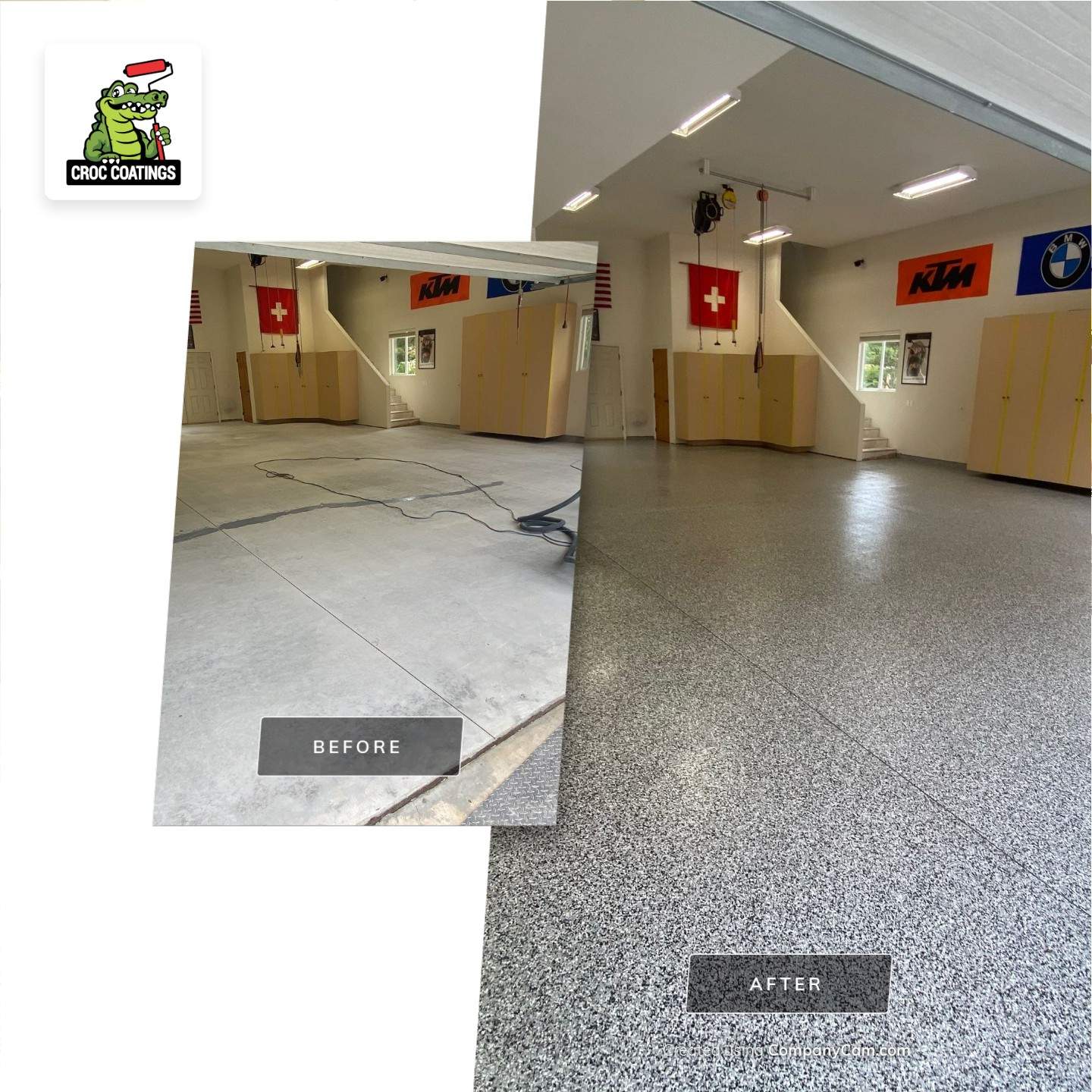 Garage Transformation using Domino by Croc Coatings, LLC