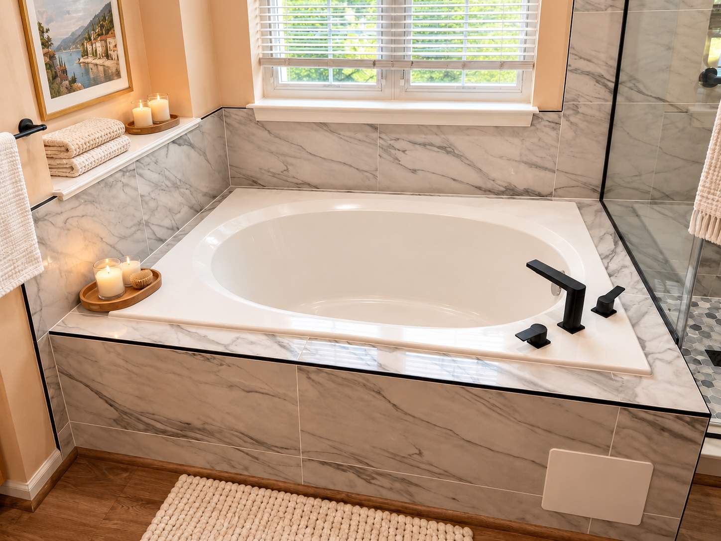 Modern Bathroom Remodel with Custom Walk-In Shower & Soaking Tub by Remodel Now