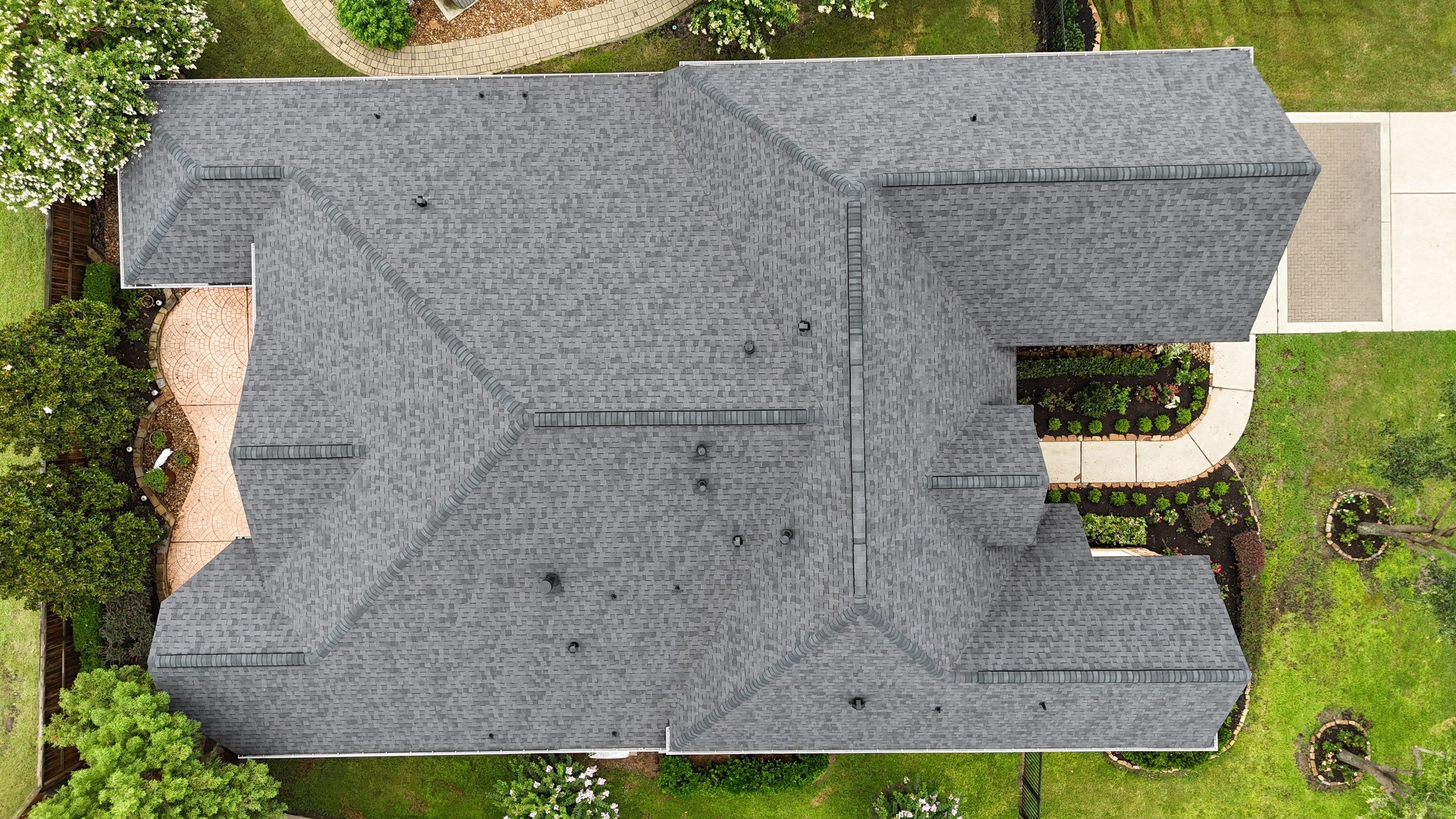 Residential Roofing Installation using Certainteed Landmark after last year's tornado in Cypress by Core Four Roofing