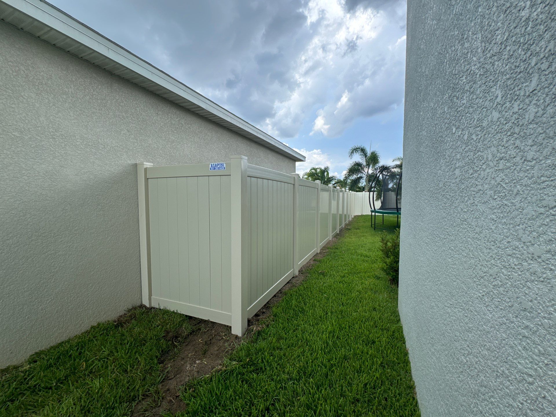 Vinyl Fence Installation using Tan Vinyl Privacy Fence by Asap fence and gates, LLC