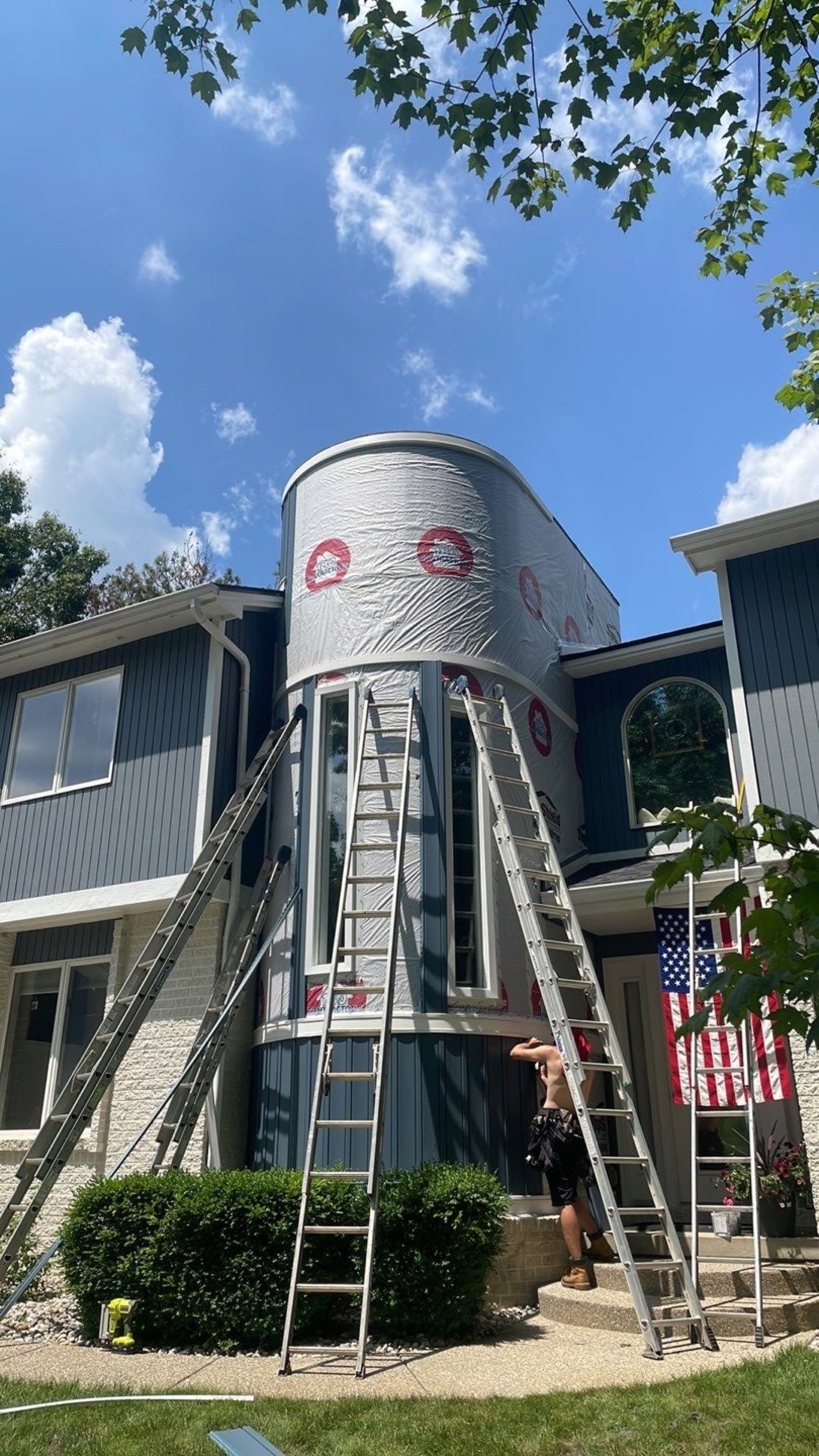 Siding Replacement using CertainTeed Board & Batten Pacific Blue by 180 Contractors