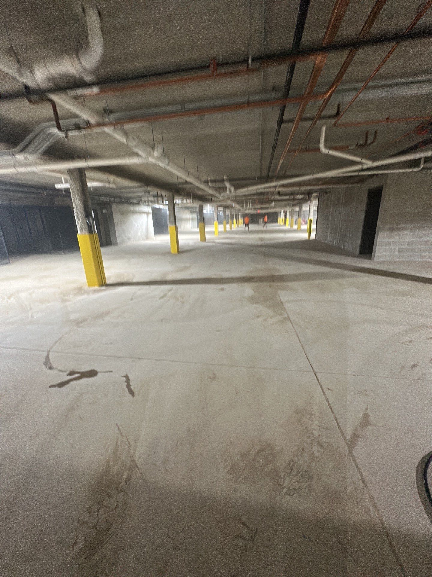 Parking garage post construction cleanup by Northern Power Washing LLC.