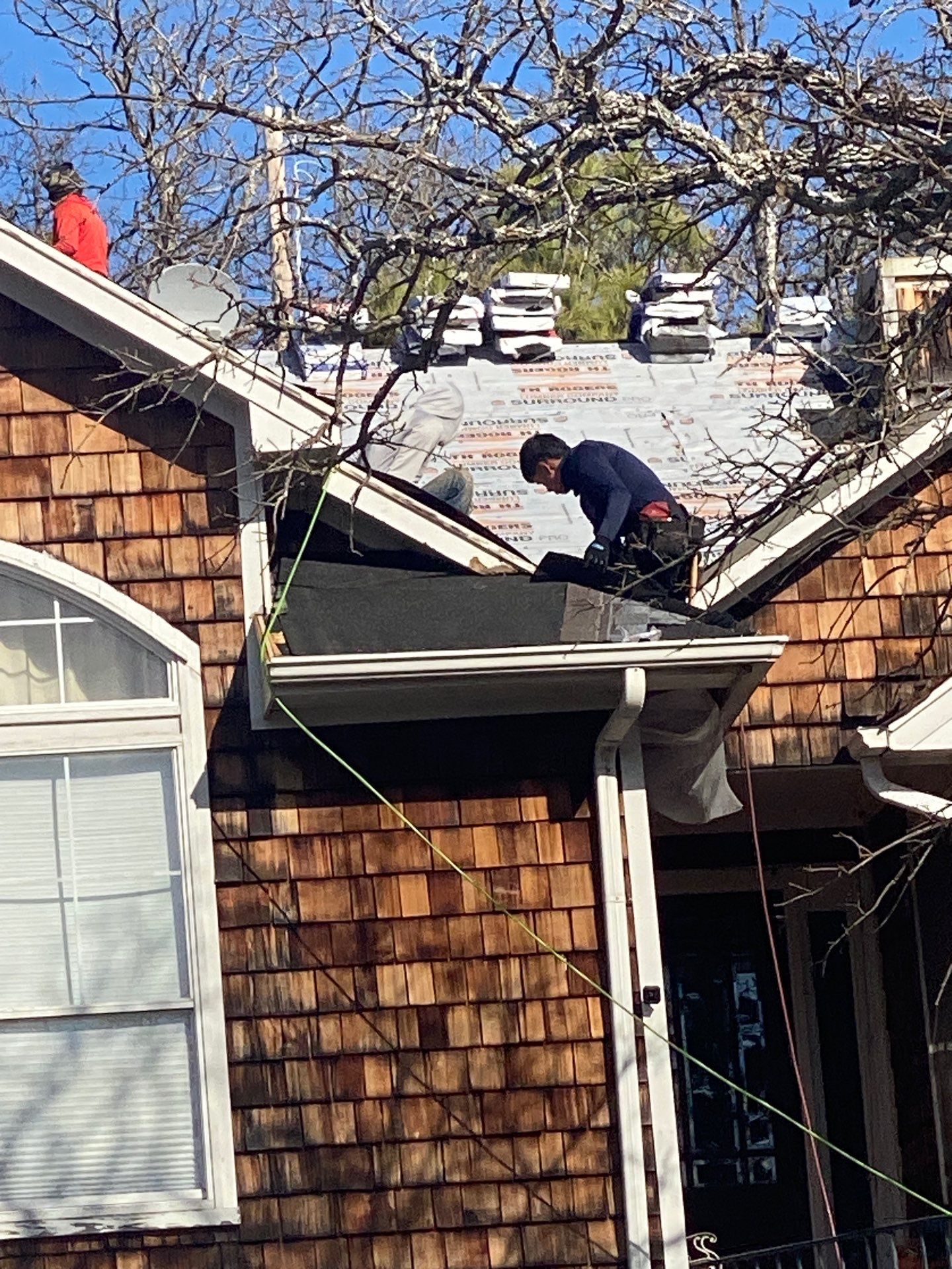 Roof Replacement on a private lake near Ardmore by BANA Roofing and Solar Supply