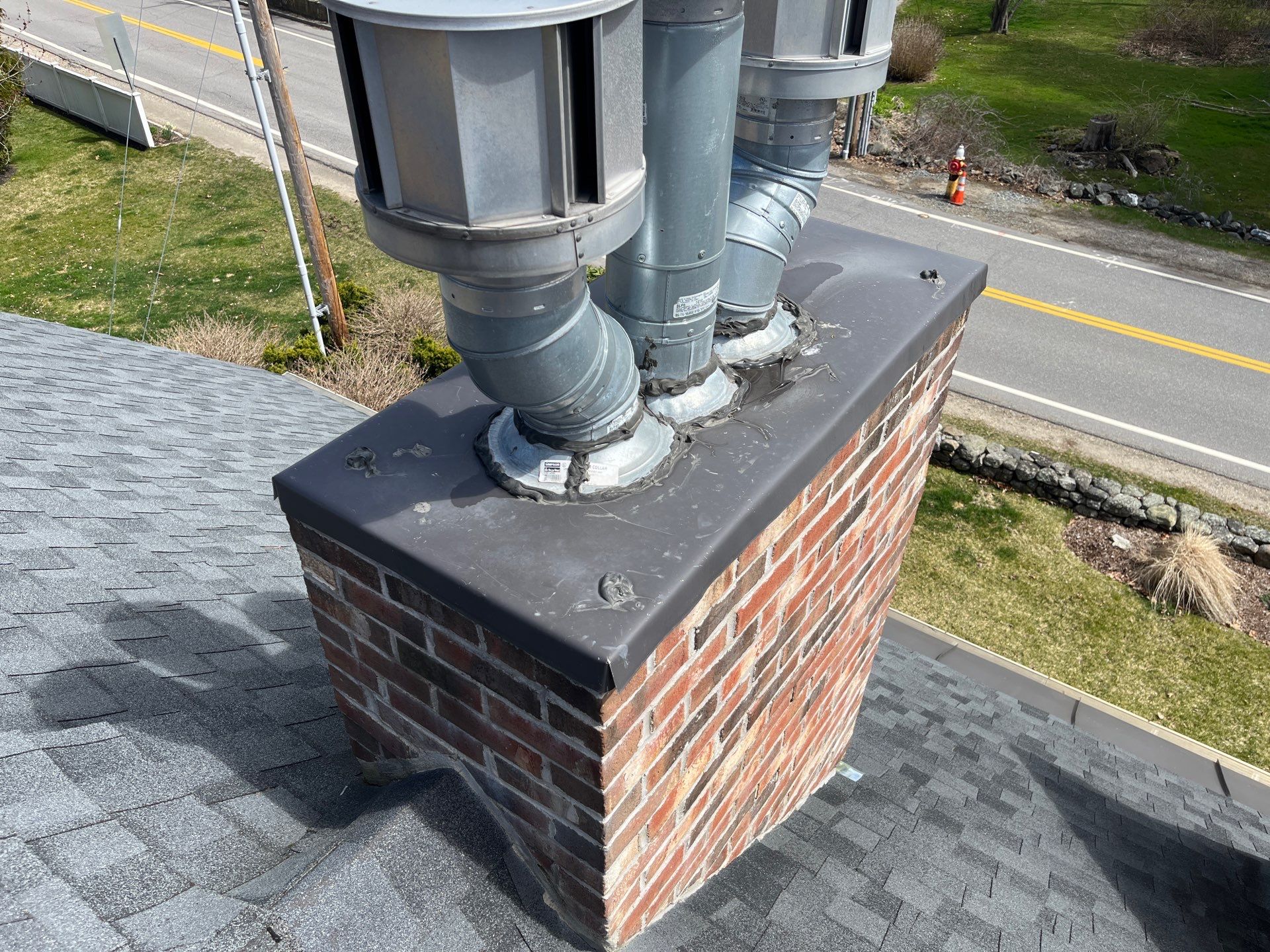 Rubber Roof Repair W/Chimney Reflash by Tall pine roofing