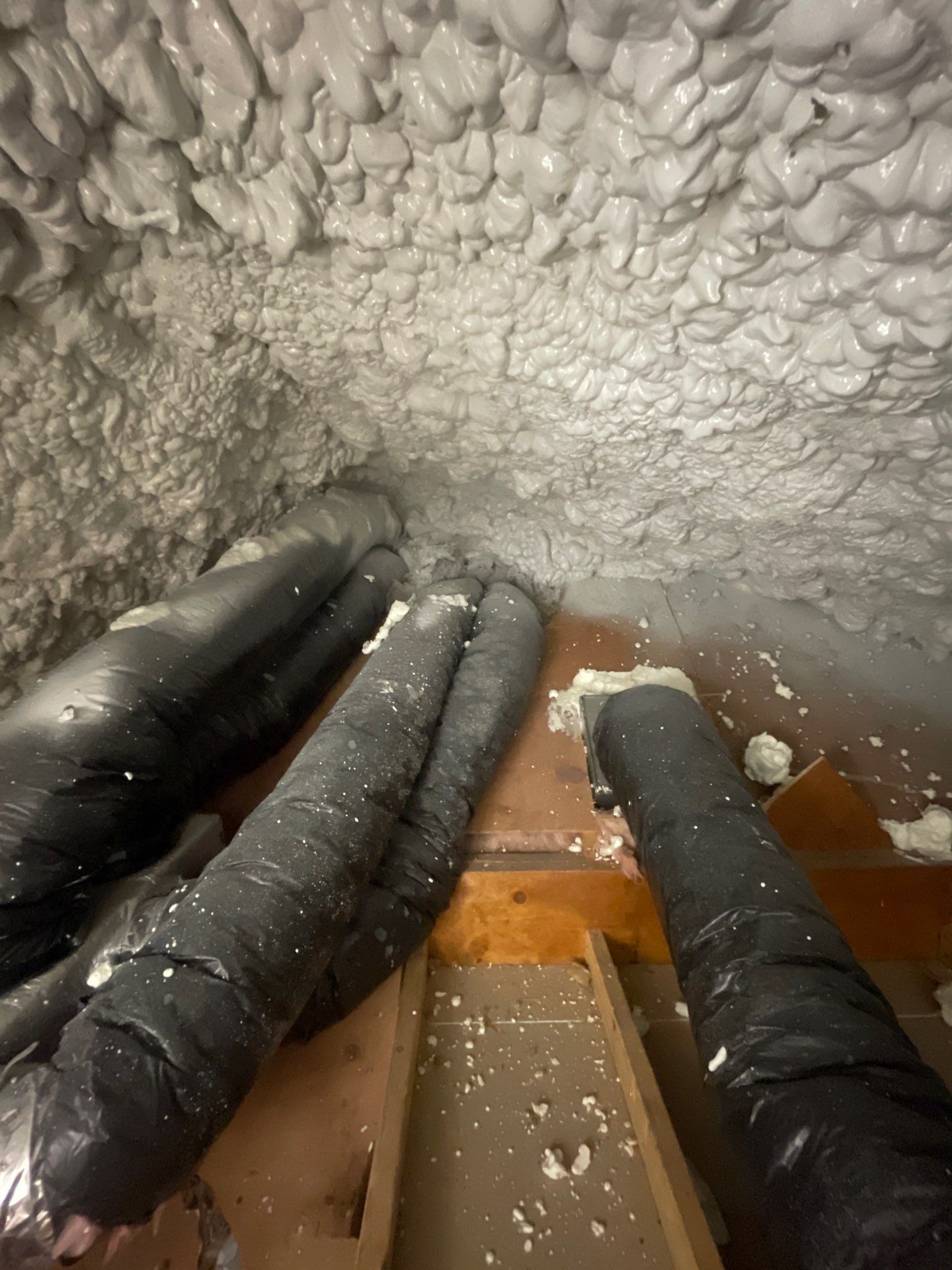 Attic Insulation using open cell spray foam by NYS Foam & Energy