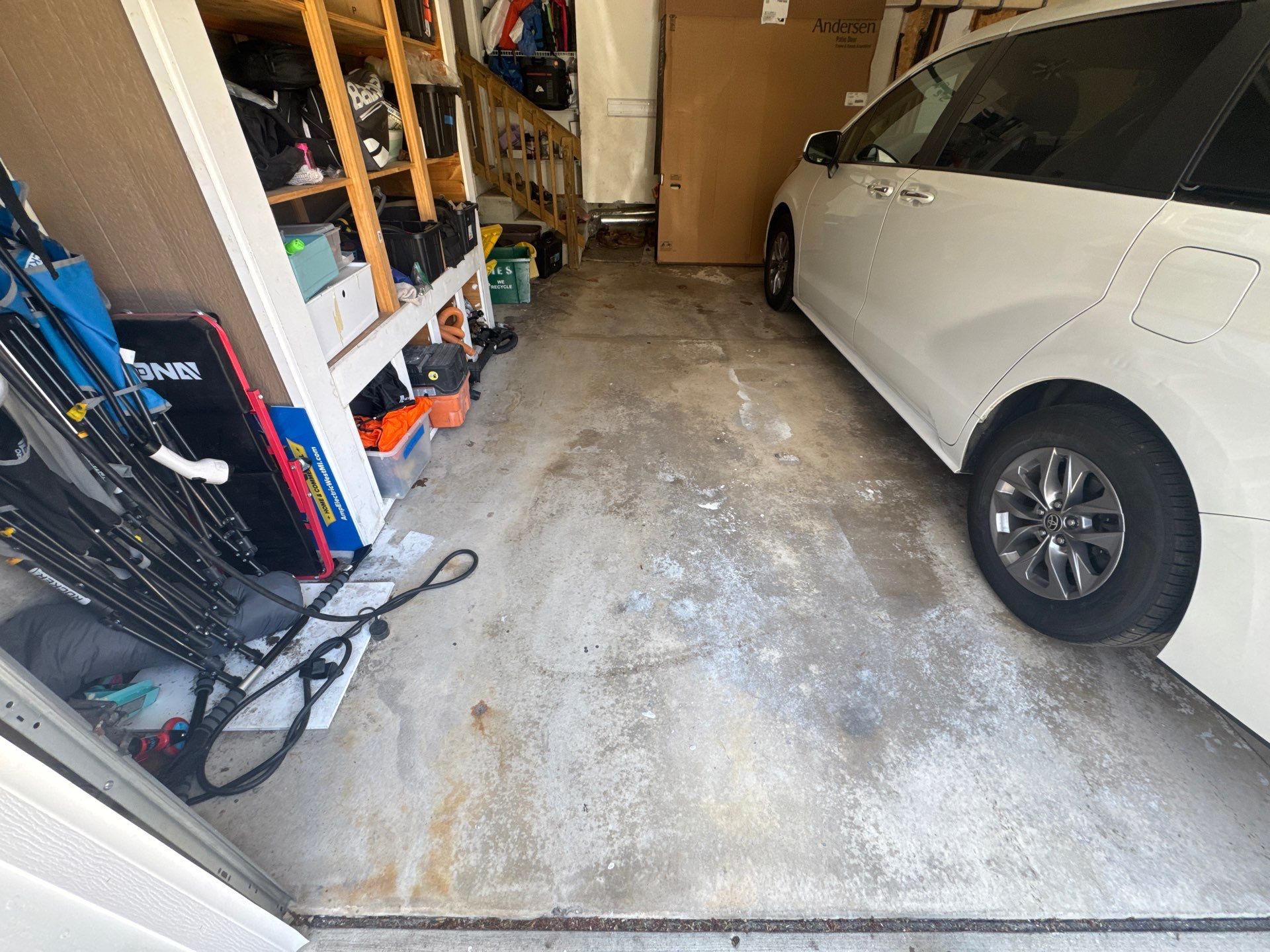 Custom Grey Flake Epoxy Garage Floor and Step Coating in Norton Shores by Gordon Painting