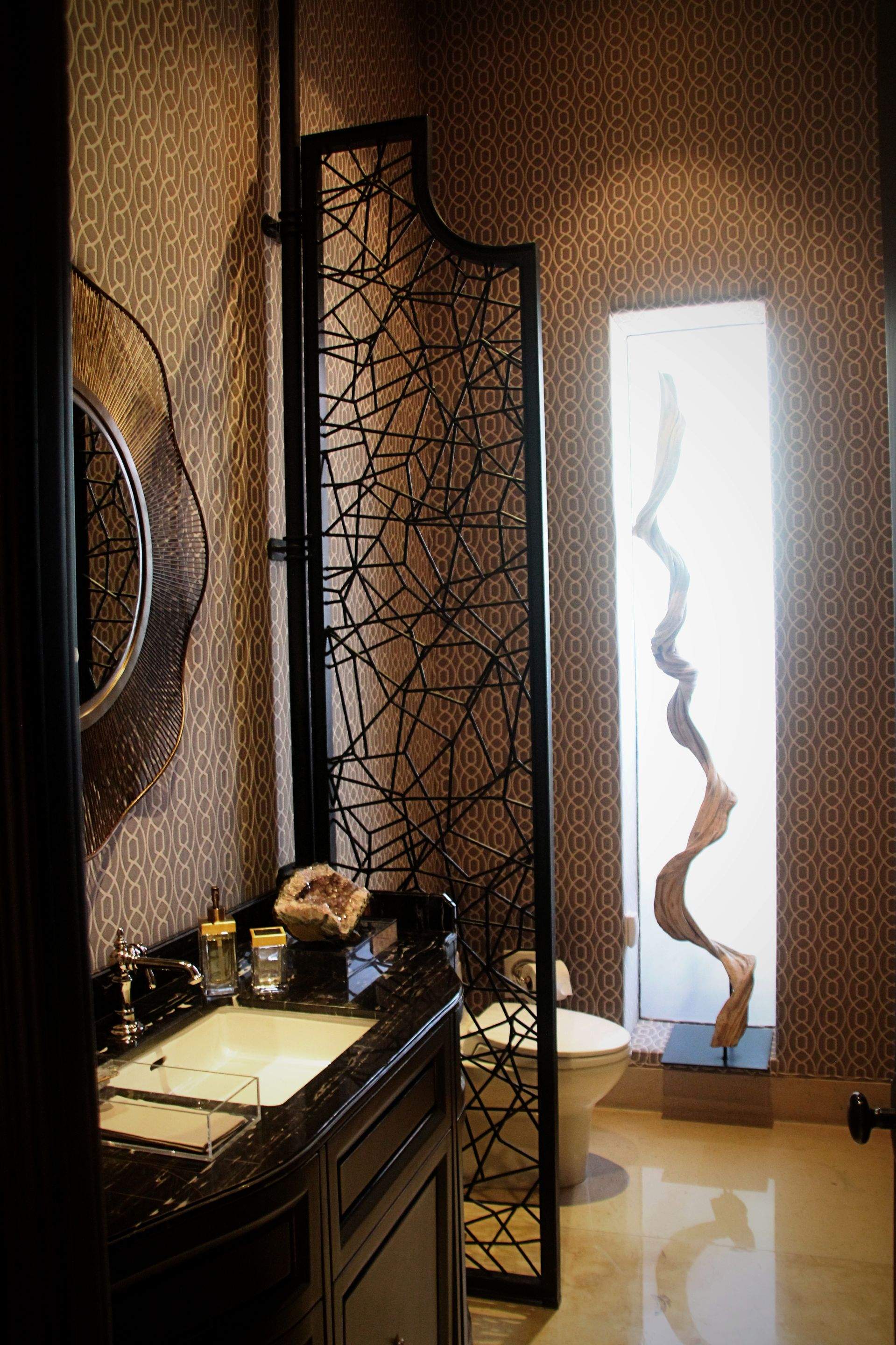 Bespoke Black Metal Geometric Room Dividers and Decorative Screens by Solara Custom Living
