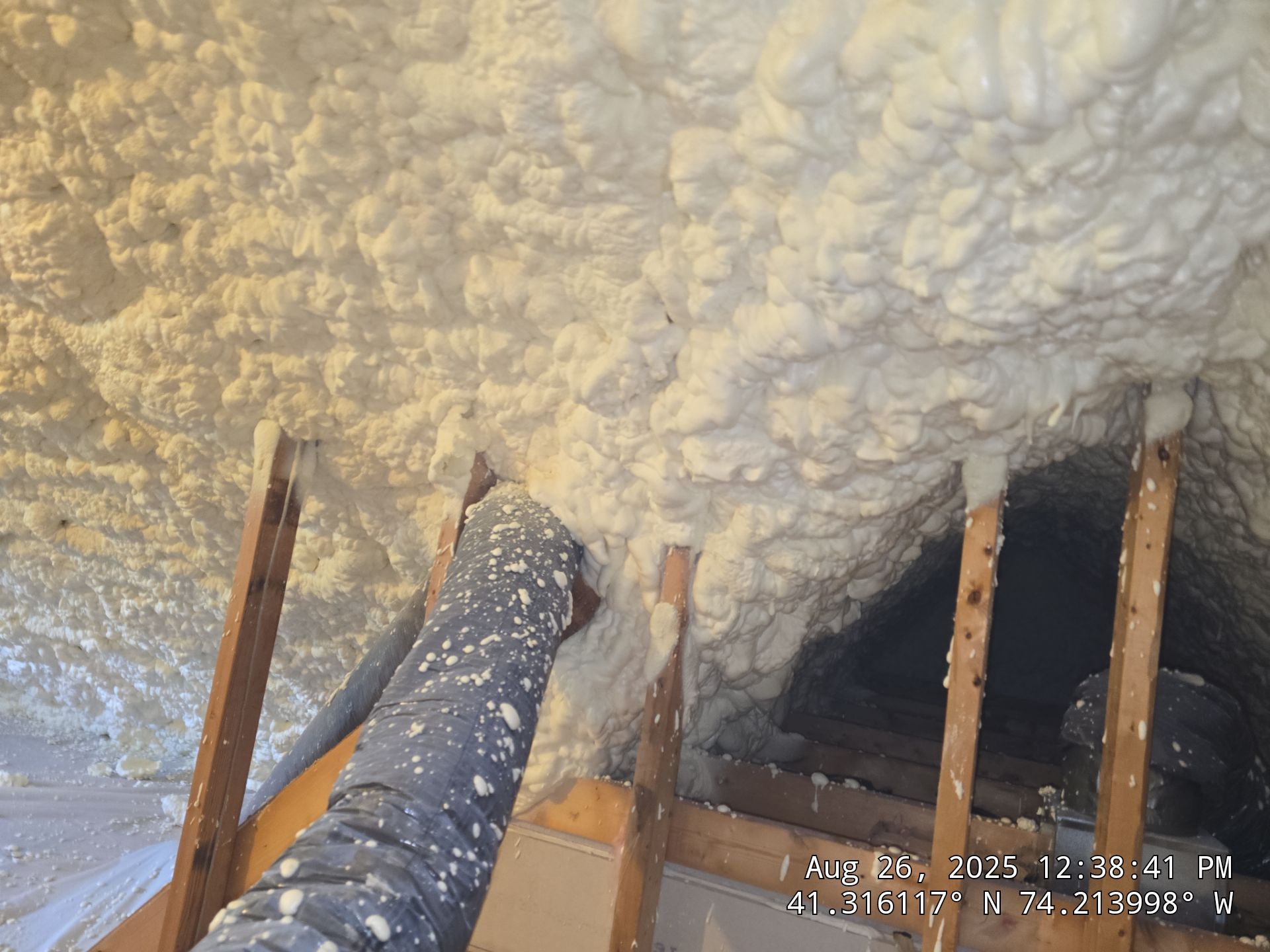 Attic Insulation using open cell spray foam by NYS Foam & Energy