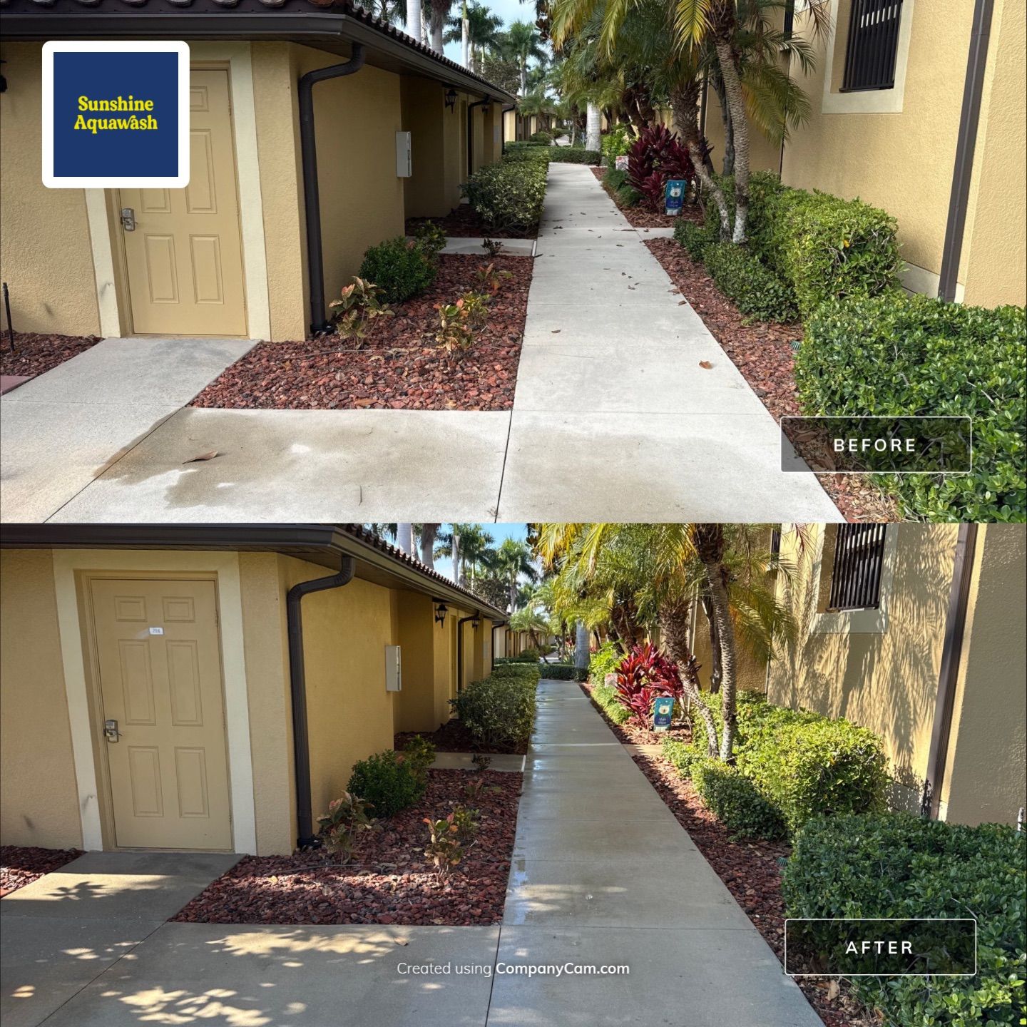 HOA Condo Concrete Driveway & Sidewalk Cleaning – River Strand Community, Bradenton, FL by Sunshine AquaWash