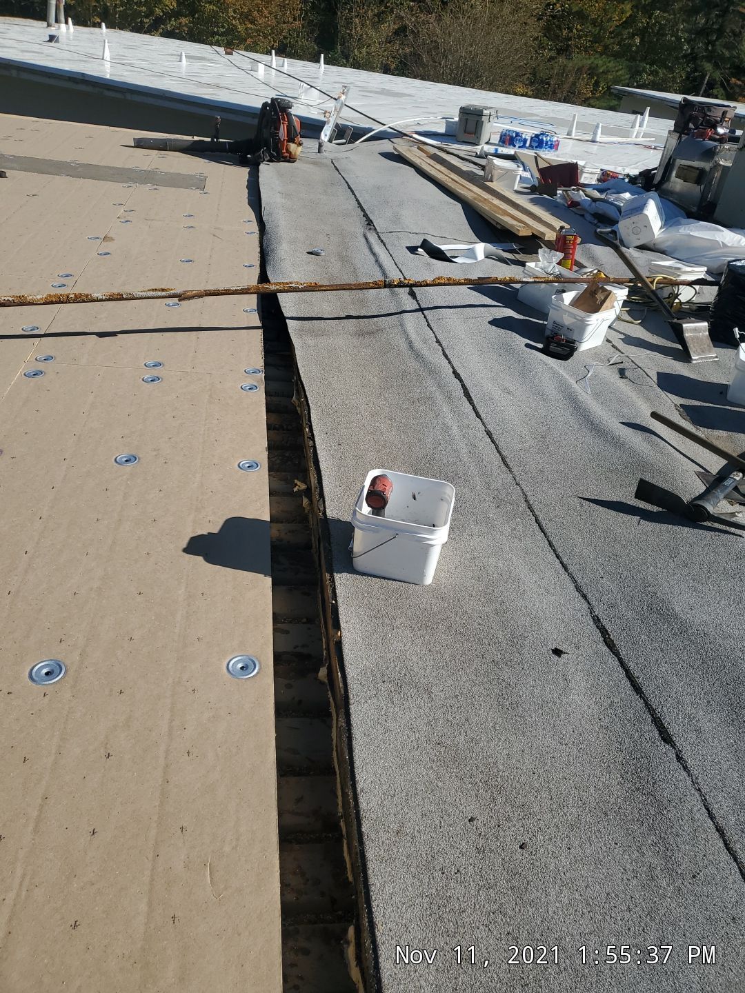 Commercial Roofing Installation using 50 mil PVC by Hostetler Roofing