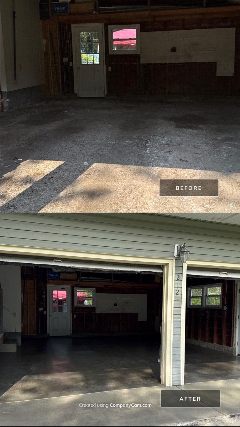 Concrete garage floor replacement  by NG Masonry & Construction LLC