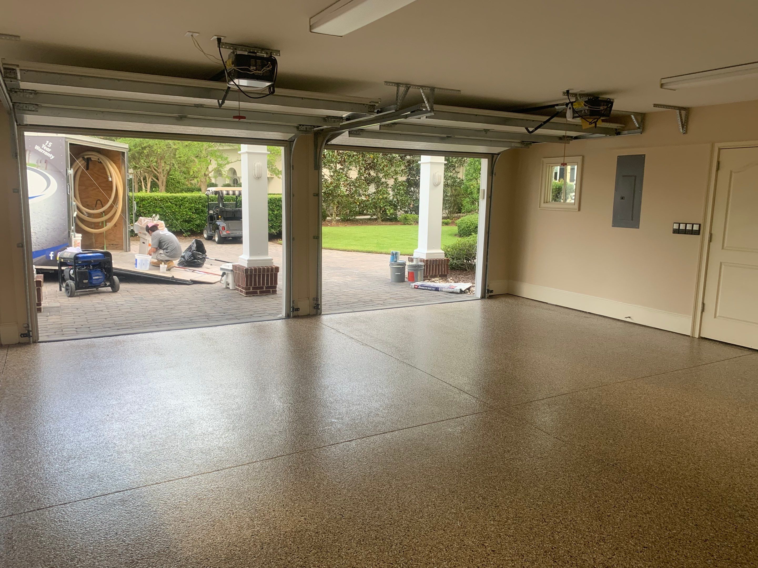 Garage TransFLOORmation using Sandstone by Innovative Concrete Coatings 