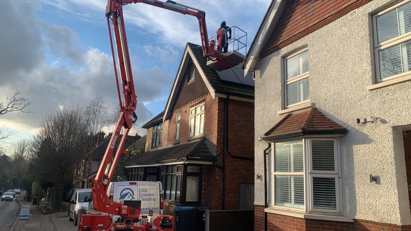 Roof Clean using Spider Lift by Ges Exterior Cleaning ltd
