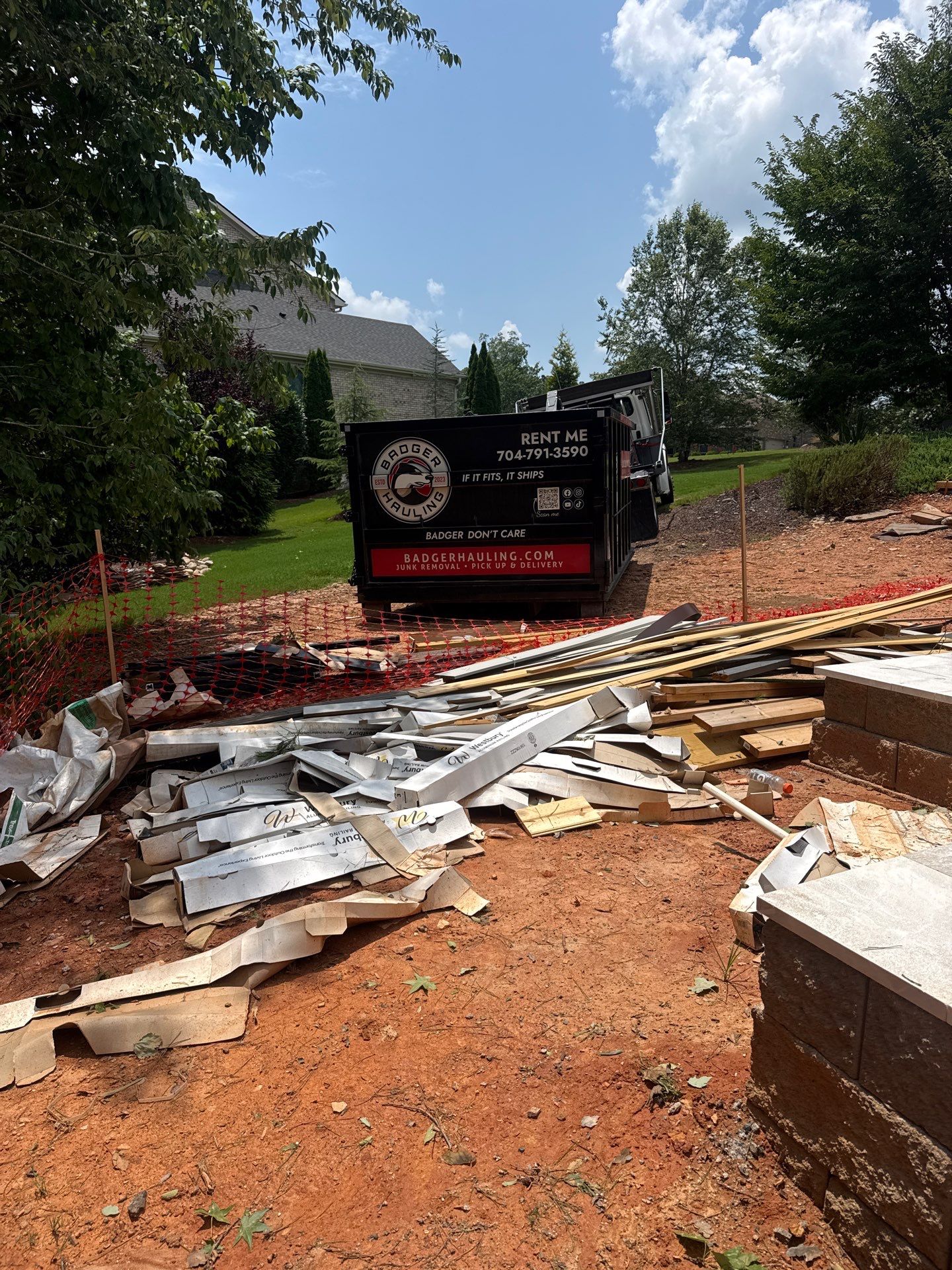 Job site clean up in Waxhaw by Badger Hauling