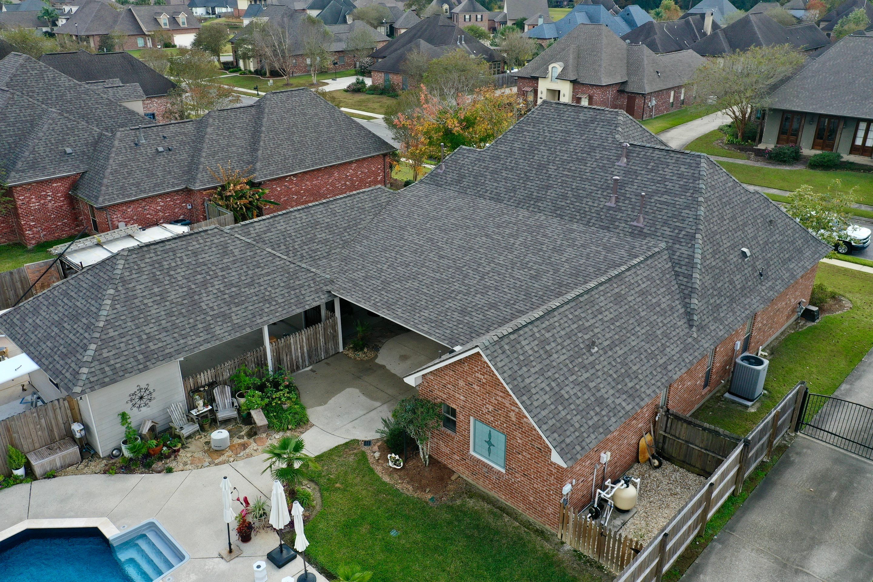 Certainteed Landmark Weathered Wood w patio extension by Top Team Roofing & Construction