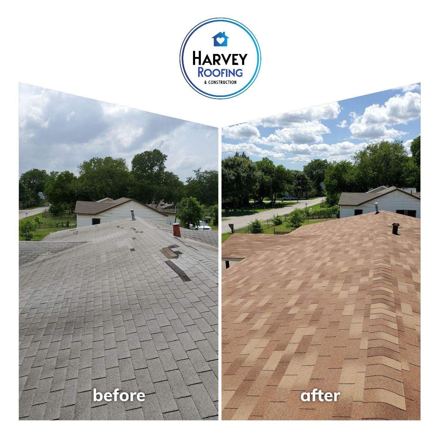 Residential Roofing Installation using Roofing Shingles by Harvey Roofing & Construction