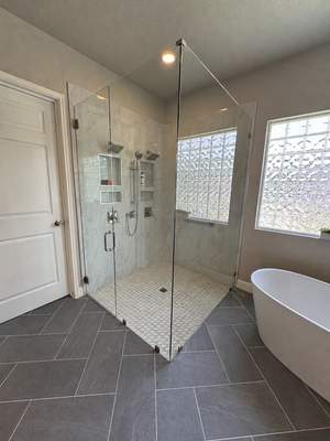 Helotes Bathroom Remodel with Freestanding Tub and Walk-In Shower