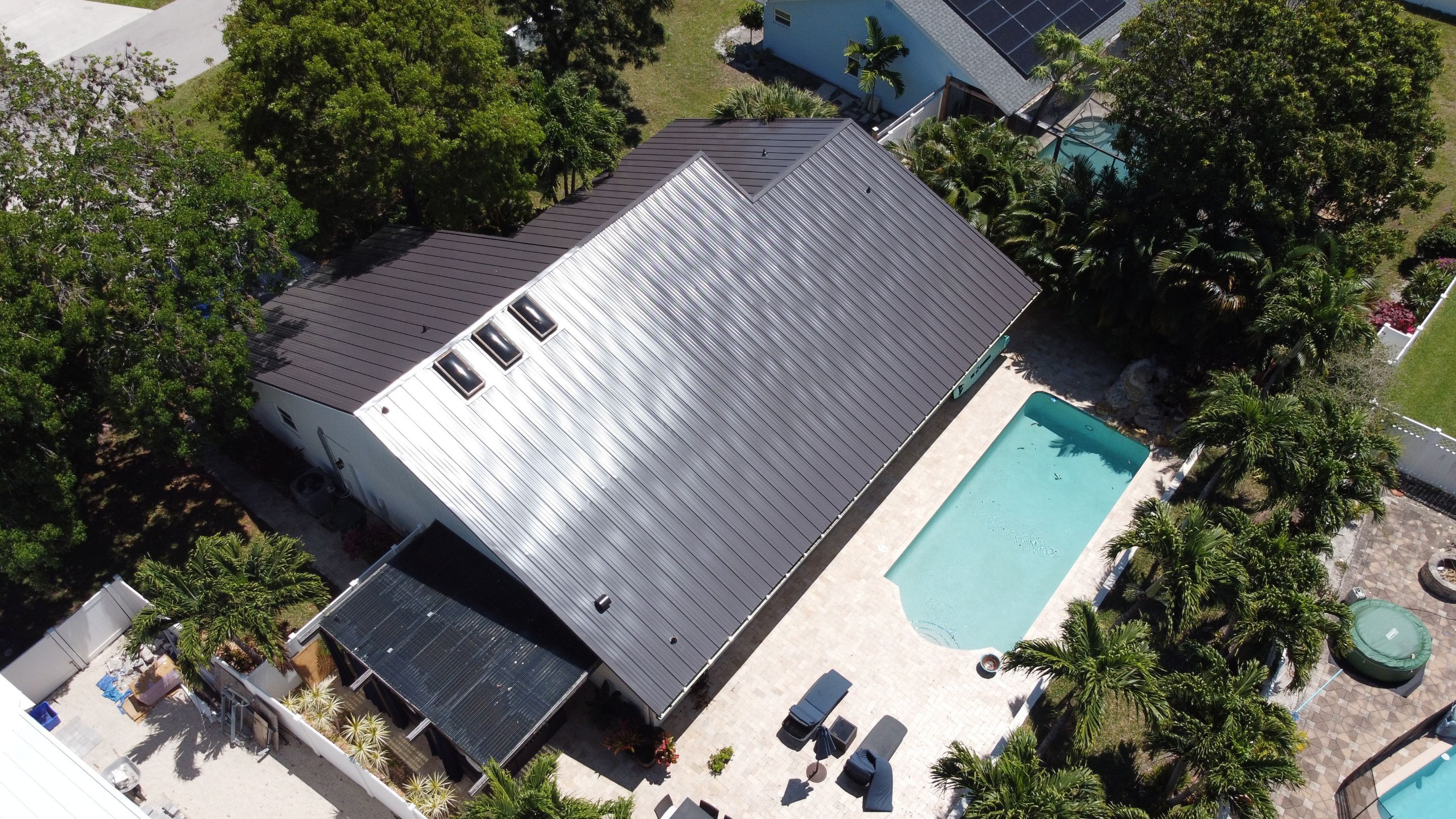 Residential Roofing Installation using 1" Nail strip metal roof by BLUES BROTHERS ROOFING