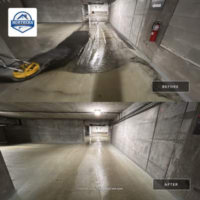 Parking garage using Hot water