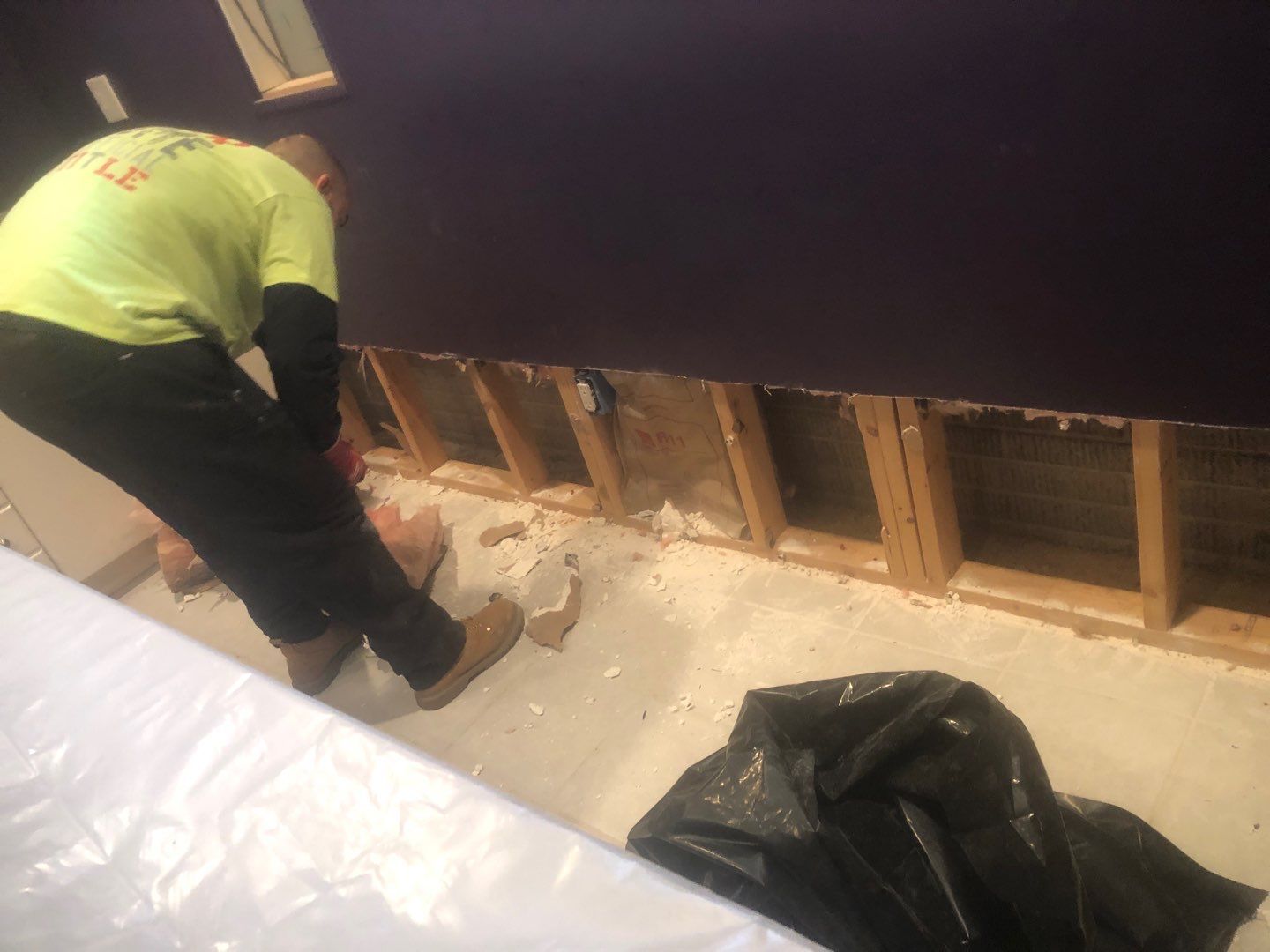 Pipe Burst Emergency Mitigation Demo and Dry Down by Absolute Roofing and Construction