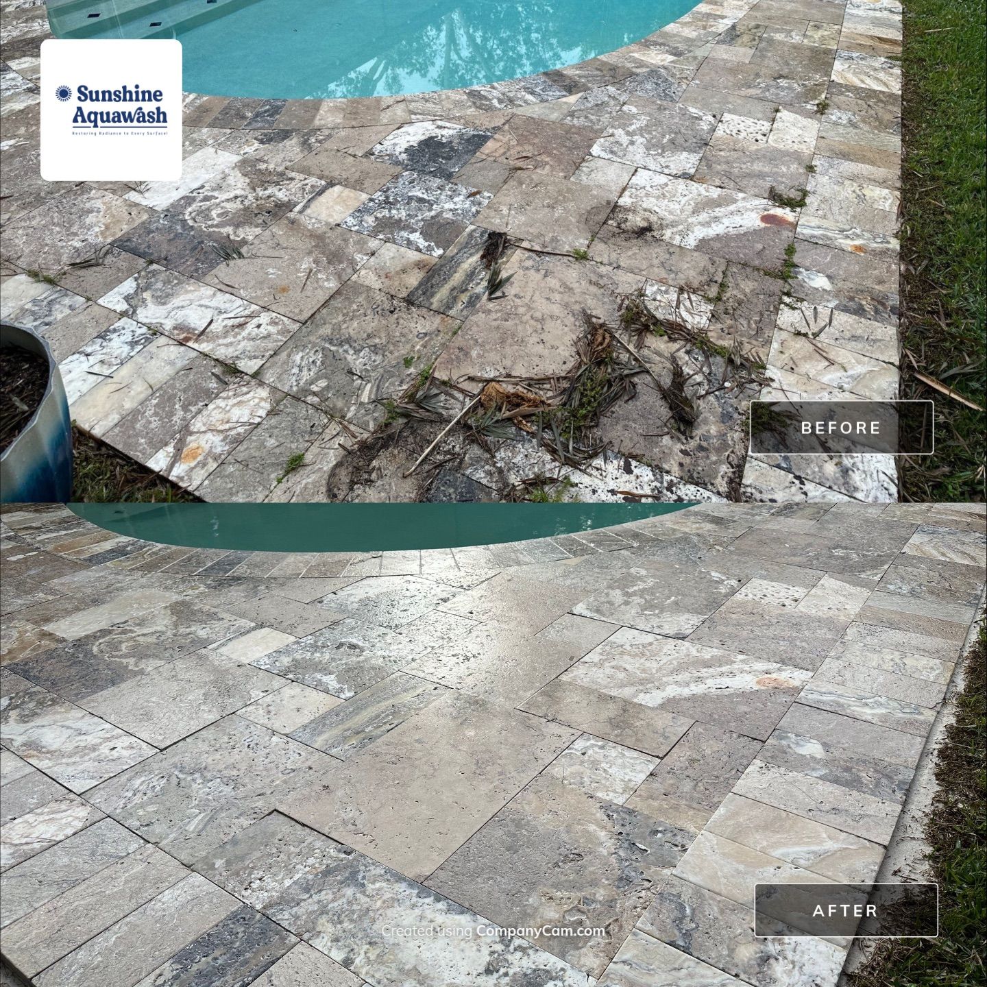 Roof Cleaning Service & Travertine Paver Cleaning by Sunshine AquaWash