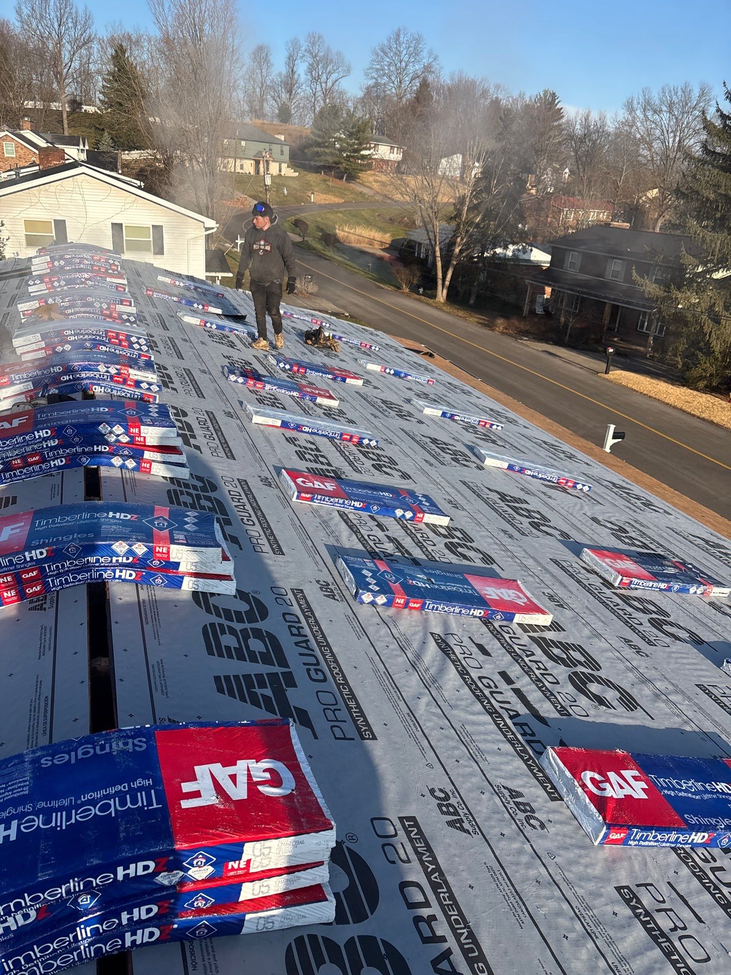 Residential Roofing Installation using GAF Timberline HDZ Charcoal by Rainstoppers Roofing