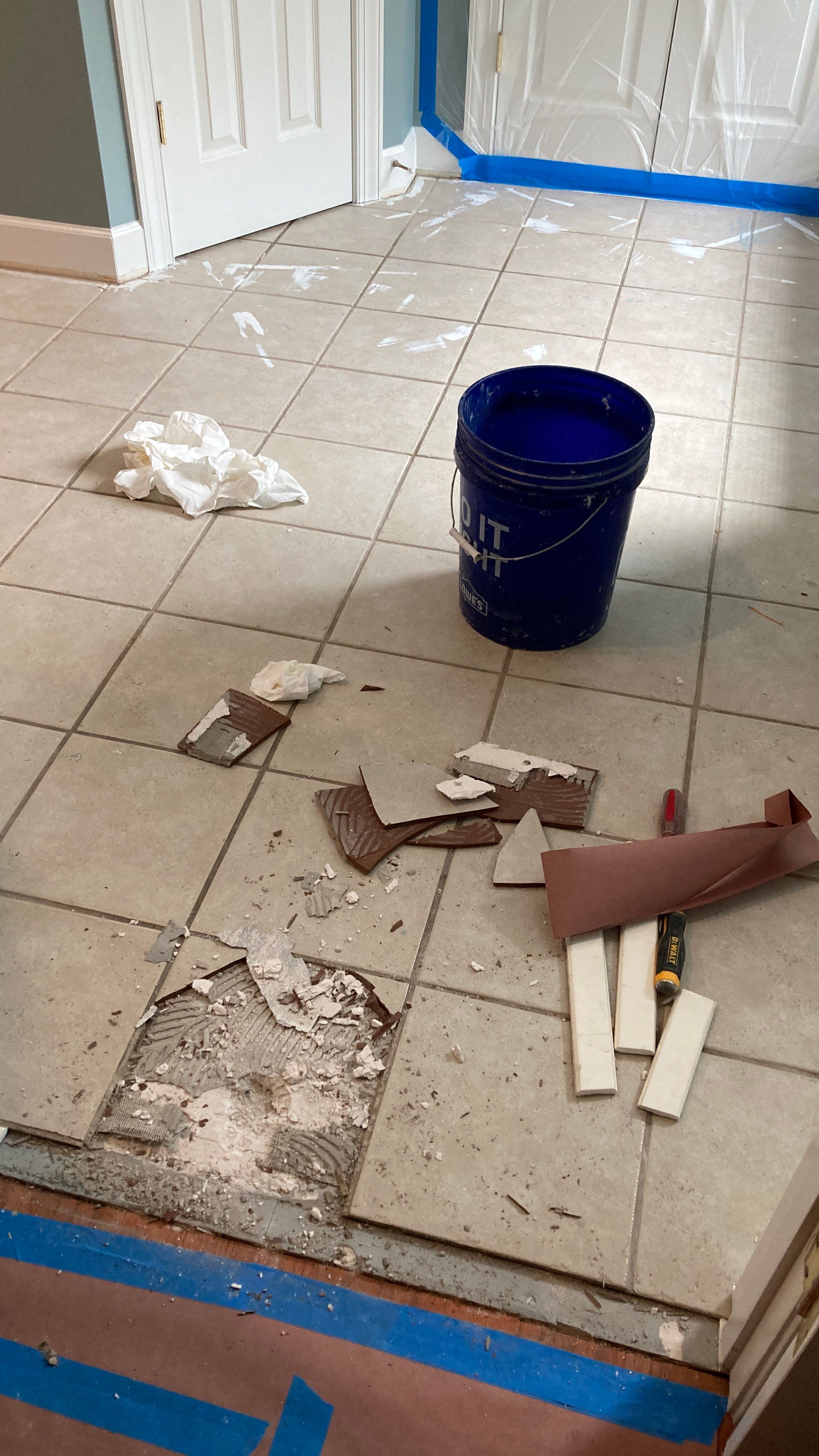 Lovely marbled bathroom floor  by Footprints Floors of Nashville