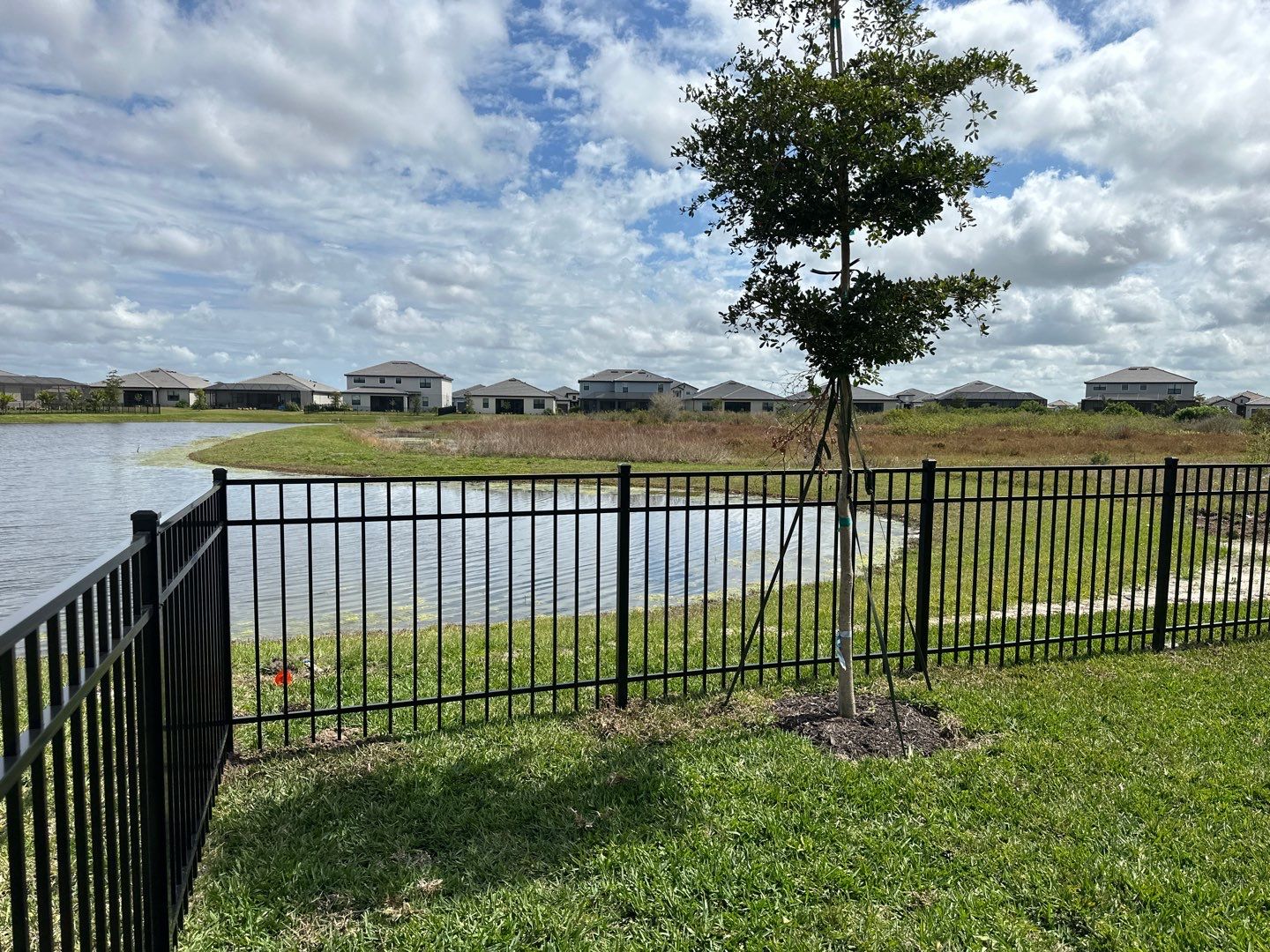 Aluminum Fence Installation using Black 3 Rail Aluminum Fence by Asap fence and gates, LLC