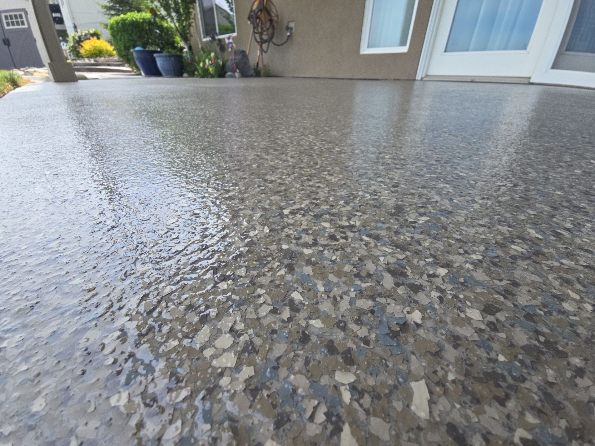 Patio and Walkway Coating Transformation Using Trail Mix in Pasco by Croc Coatings, LLC