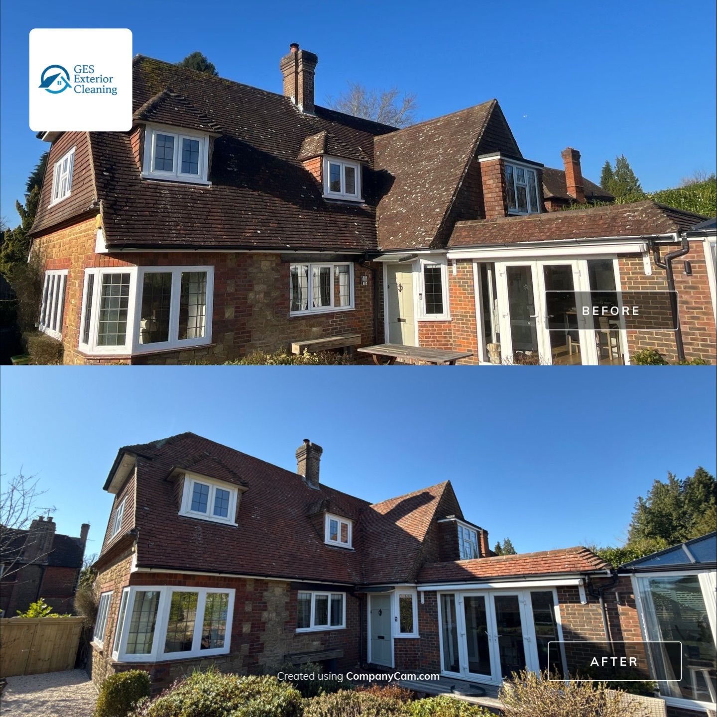 Roof Clean  - Moss Removal - Gutter Clean using Honda 15lpm Low Pressure Washing Machine by Ges Exterior Cleaning ltd
