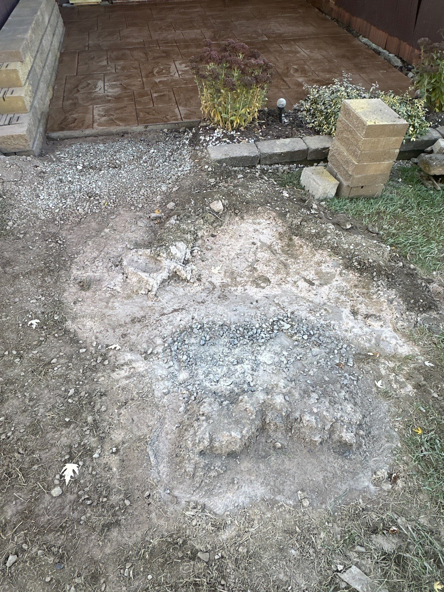 Stamped concrete and redeck  by Cousins Roofing Siding & Decks