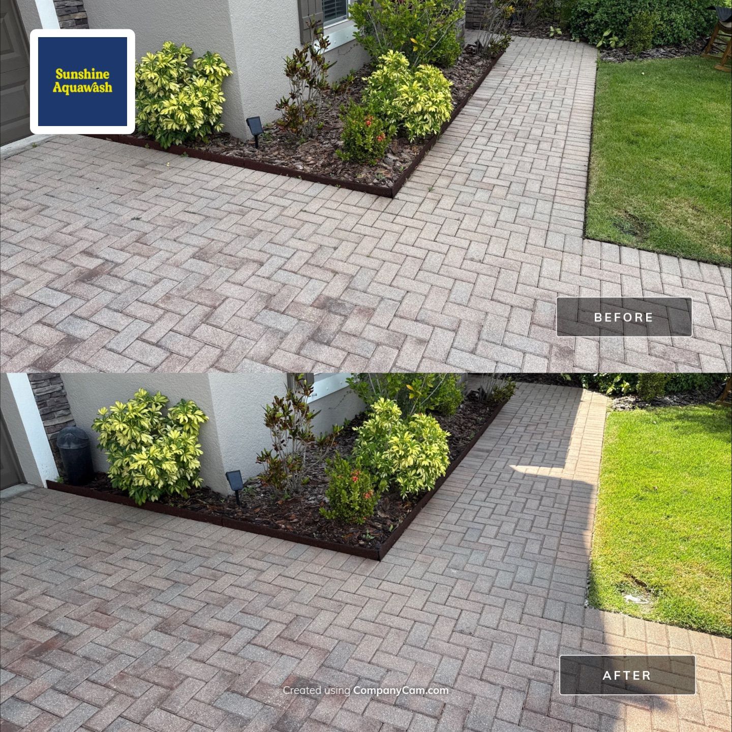 3-Car Paver Driveway & Entryway Cleaning | Oakleaf Hammock Community, Ellenton, FL by Sunshine AquaWash