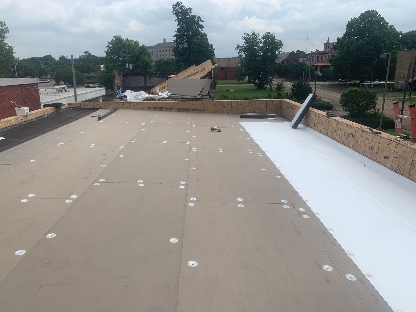 Commercial Roofing Installation using 50 mil PVC by Hostetler Roofing
