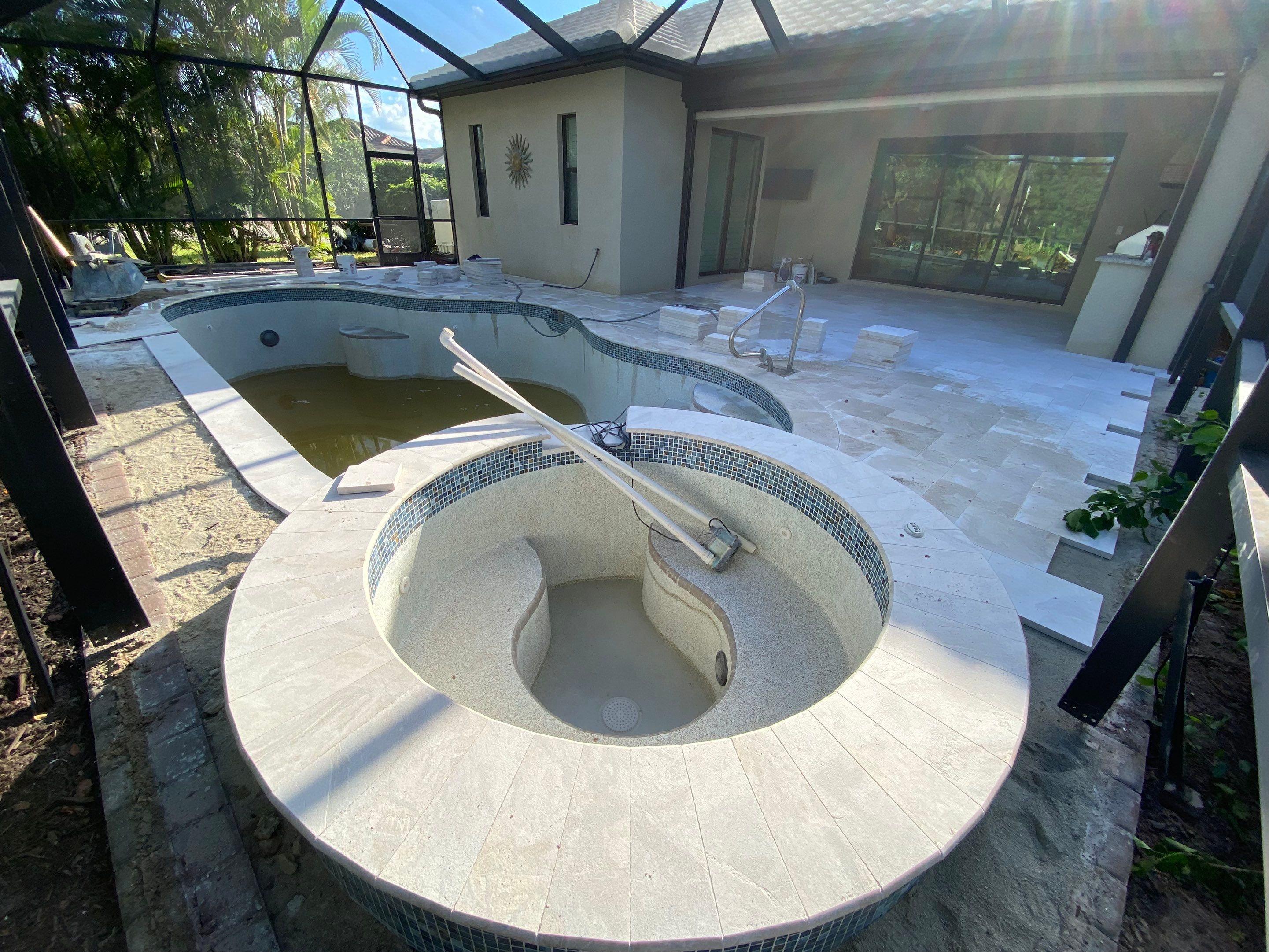 Textured Marble Pool Deck - Bonita National Golf & Country Club by Old Town Pavers Llc