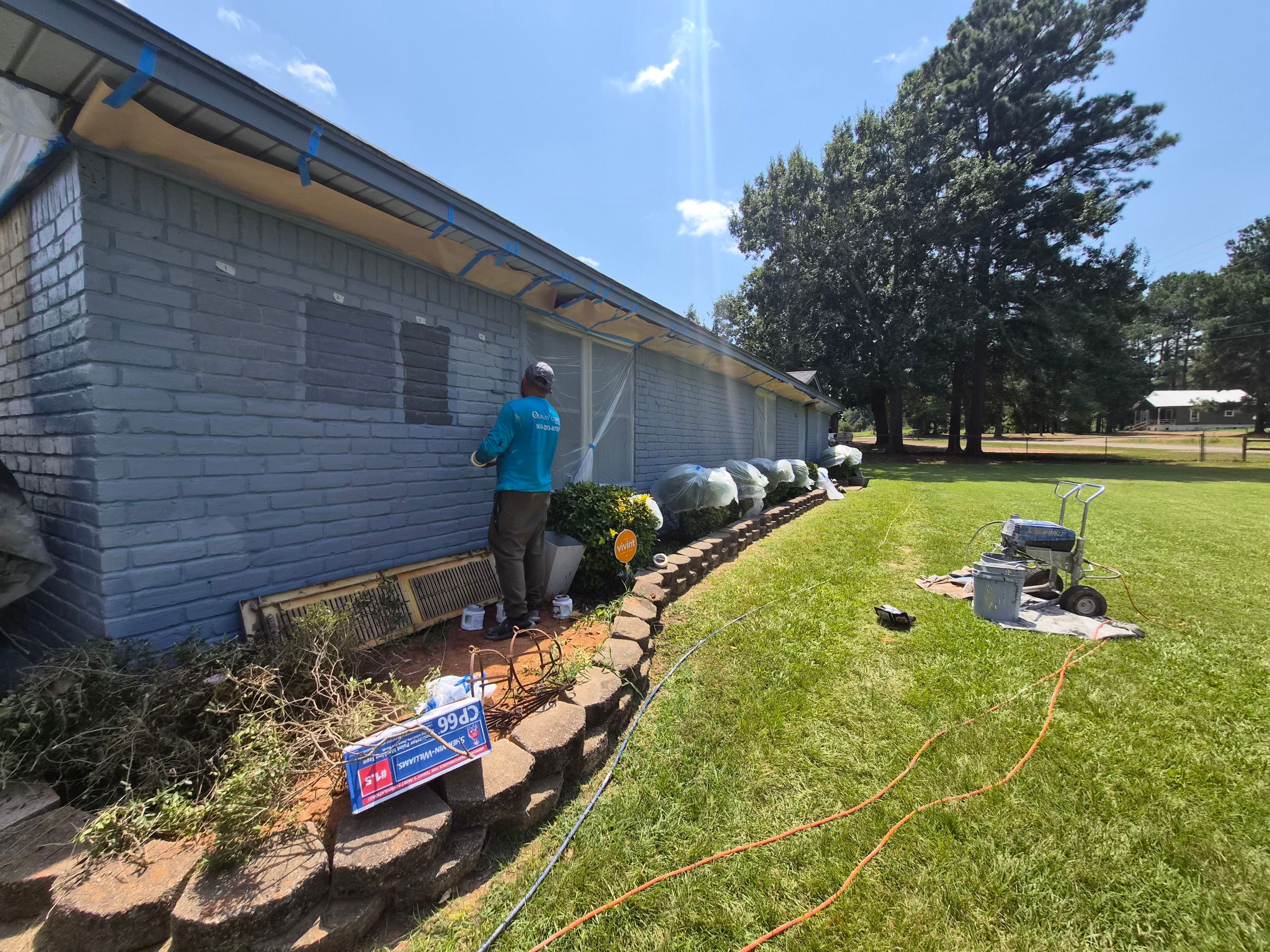 Exterior Refresh Brick Painting Job in Overton, TX by Quality Coats Painting