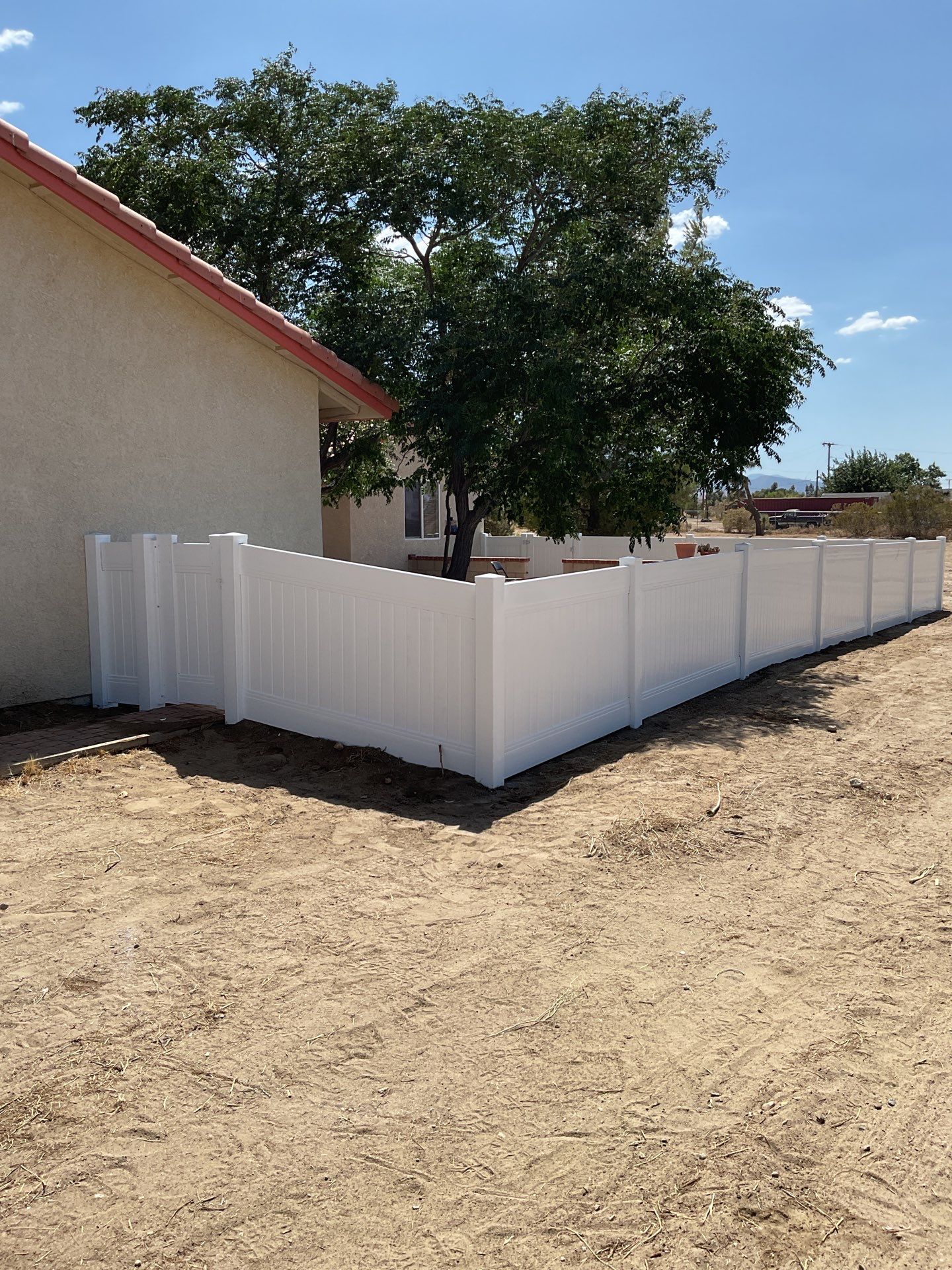 4ft White Vinyl & Chain link Slider Gate with Solar Motor by Fence Guys Inc. 