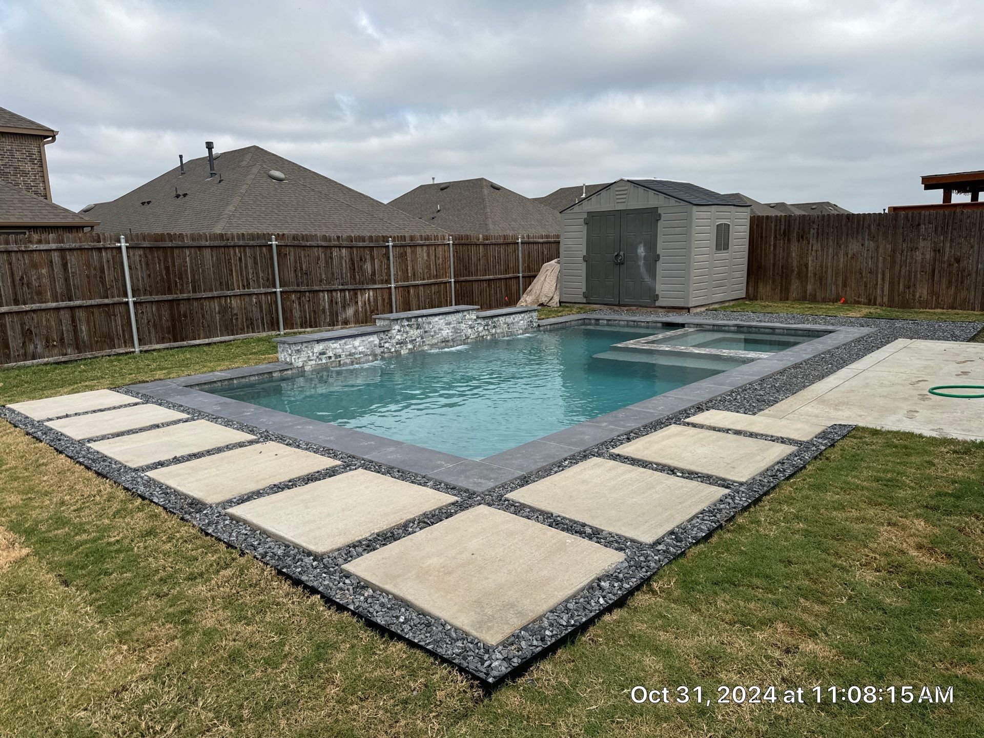 Geometric Pool with Contrasting Paver Deck by Pinnacle Pools and Spas - DFW