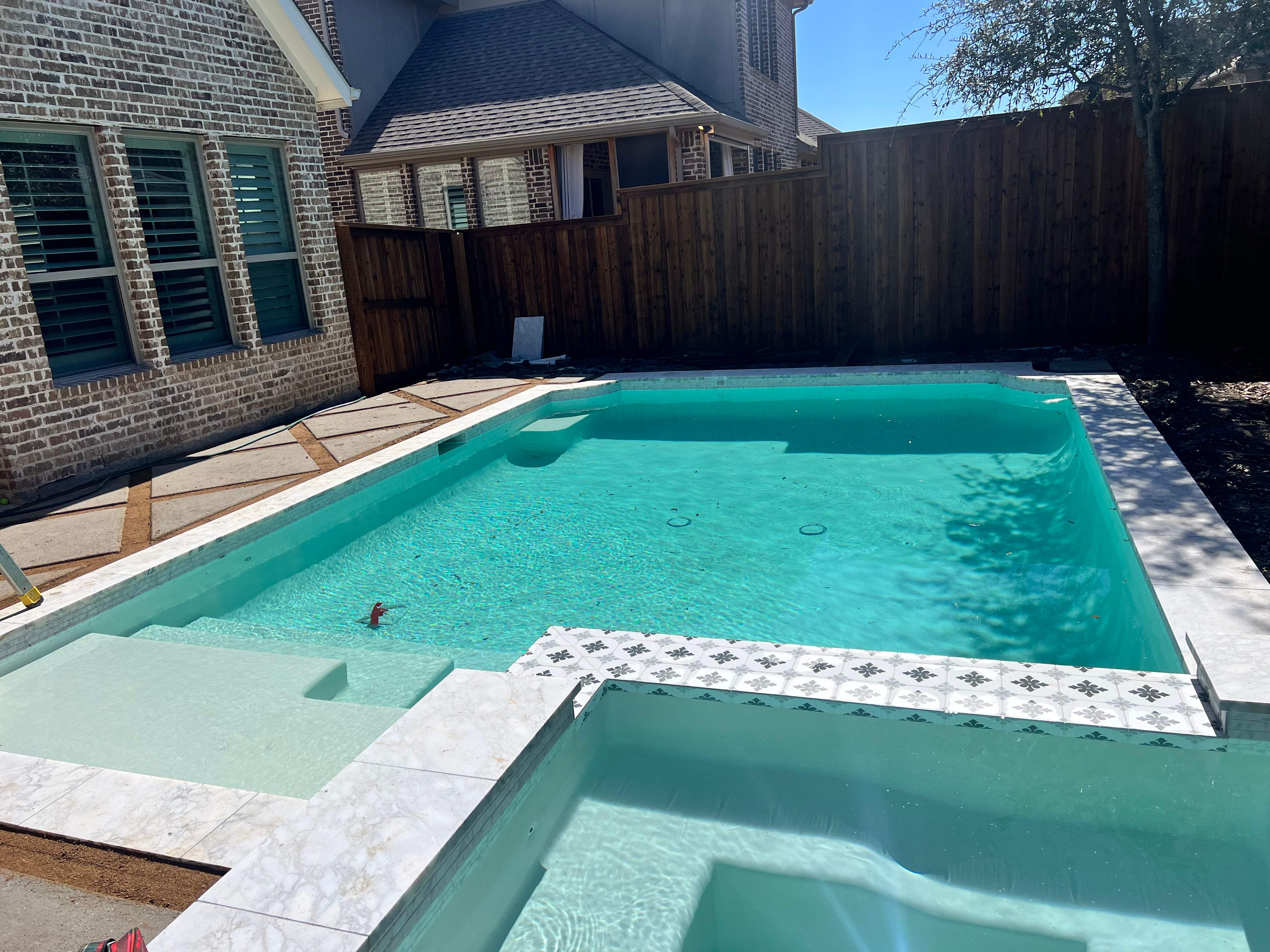 Geometric Pool with Raised Spa and LED Lighting by Pinnacle Pools and Spas - DFW