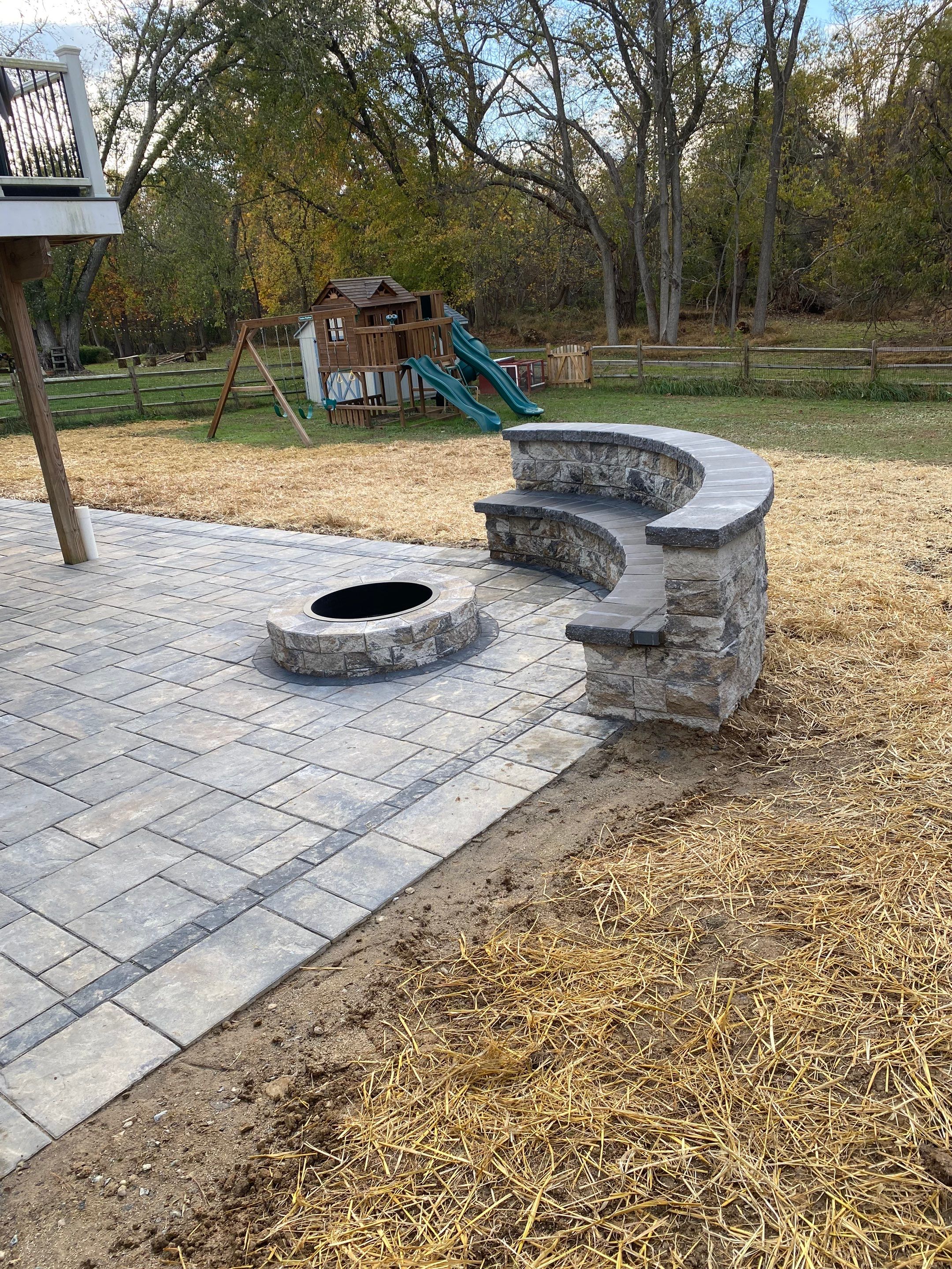 Backyard Transformation using Techo-Bloc Pavers by The Smet Companies, LLC