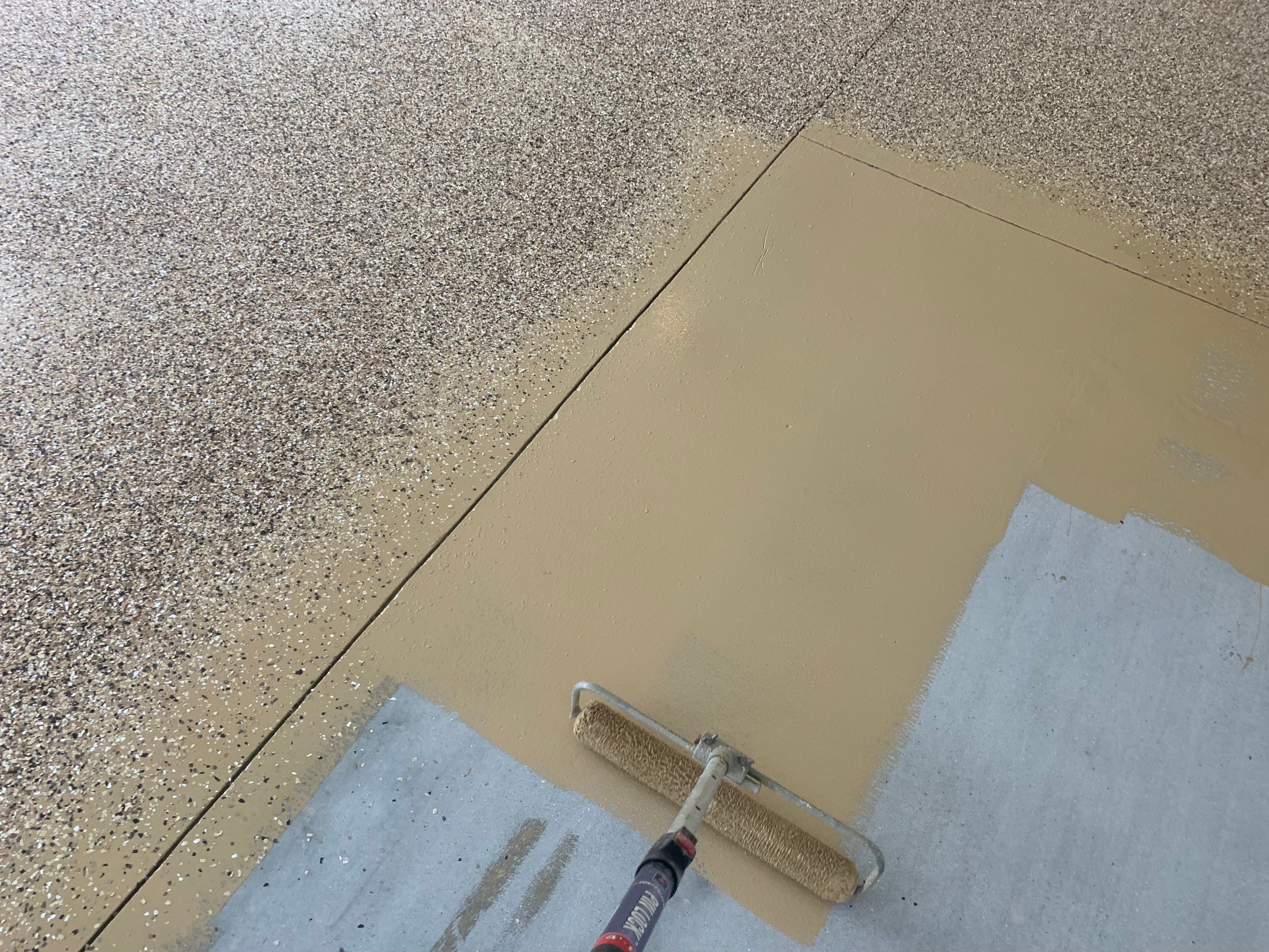 Garage TransFLOORmation using Sandstone by Innovative Concrete Coatings 