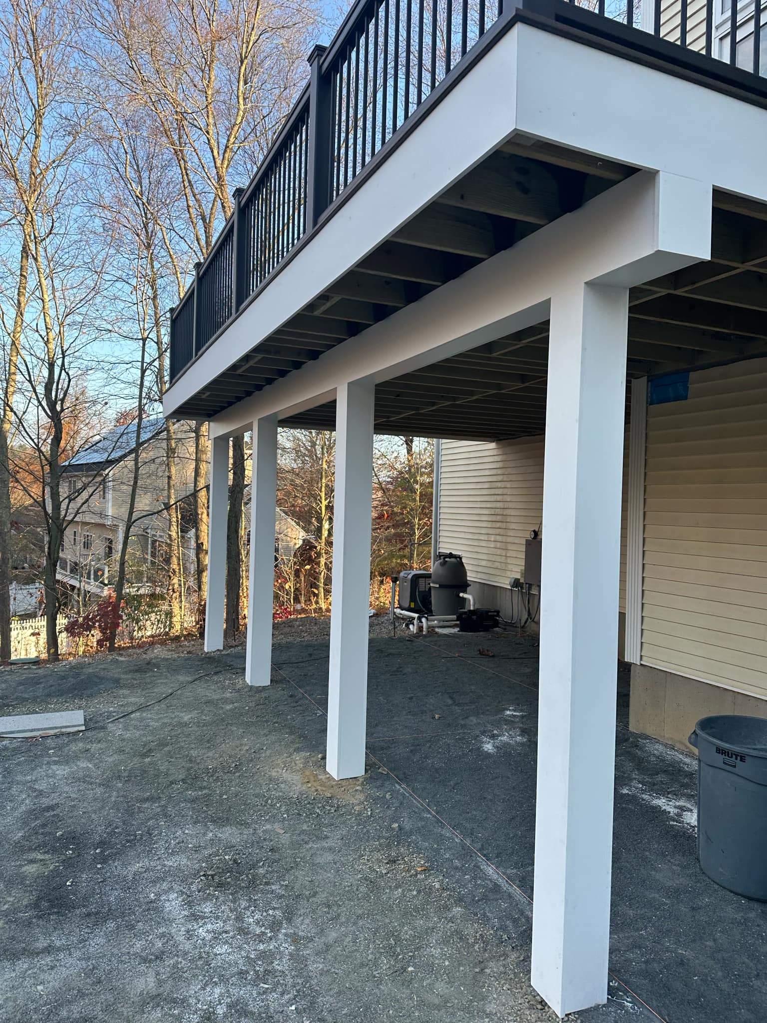 Deck Replacement, Trex Tropical Spiced Rum, Transcend Cocktail rail, Rainescape, pvc wrapped posts by DiGiorgi Roofing and Siding Inc