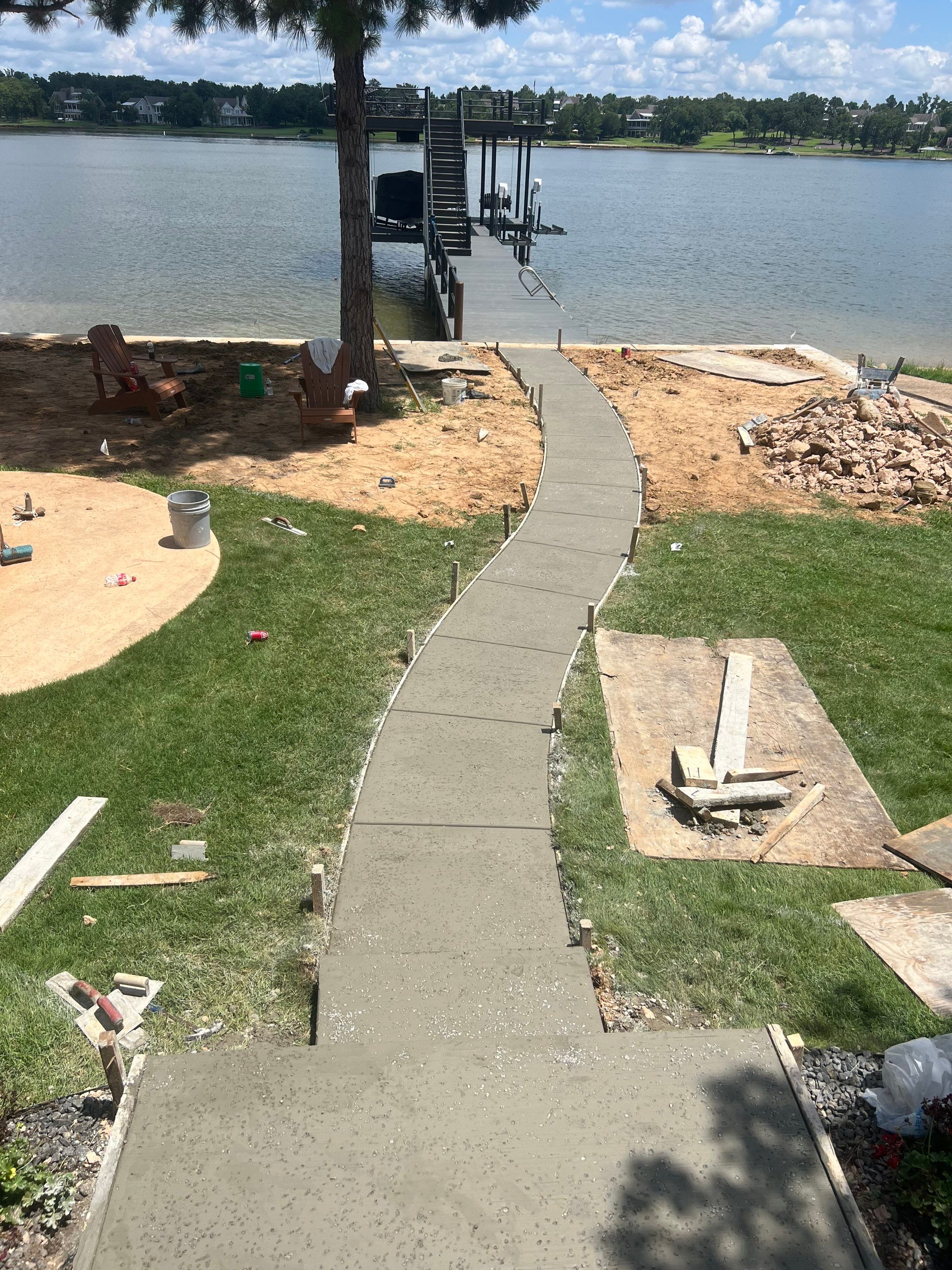 Lakefront Concrete walkway at Cedar Creek Lake in Malakoff, Tx by Rodriguez Concrete Construction