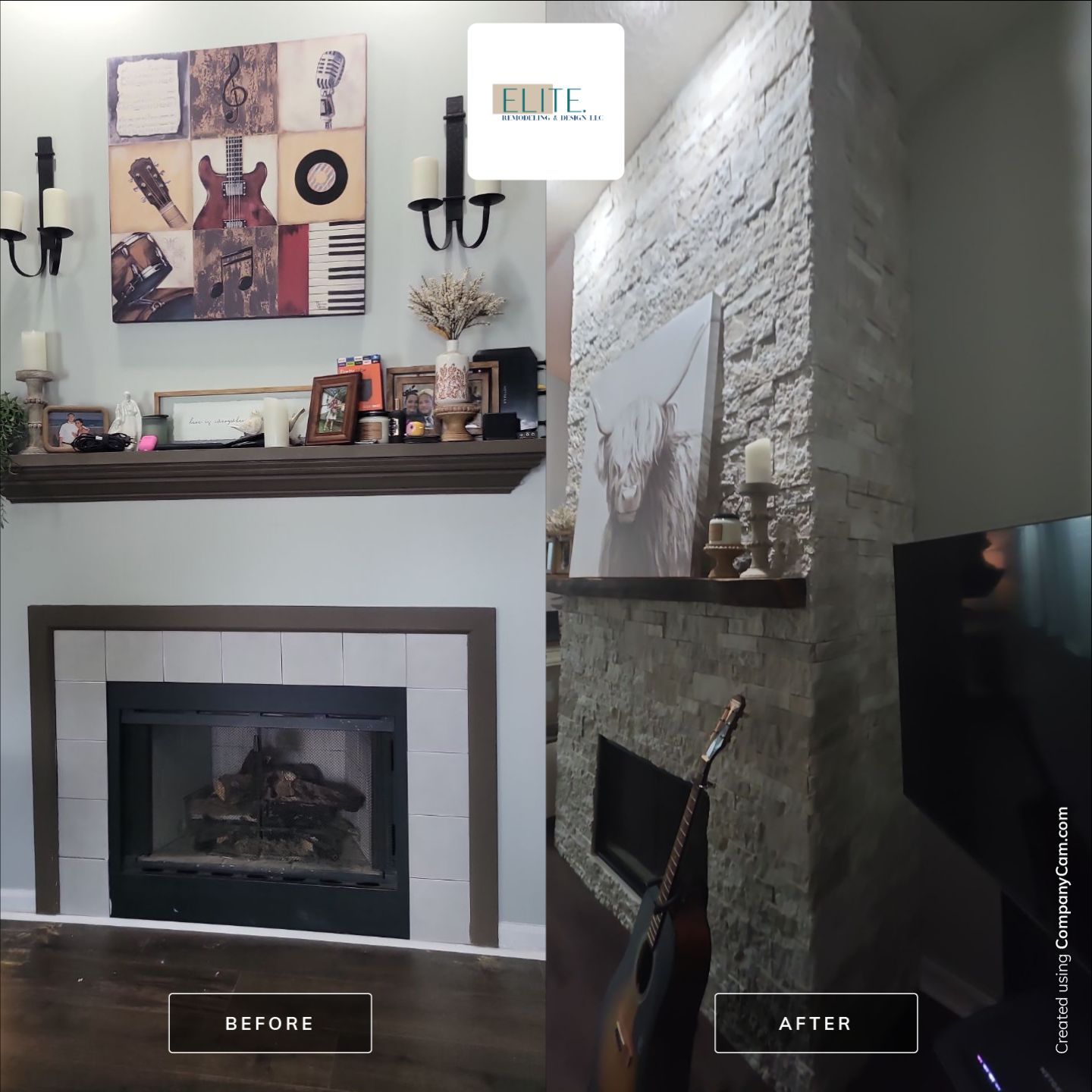 Holly Springs Fireplace Transformation — Full-Height Stone Feature Wall
 by Elite Remodeling and Design LLC