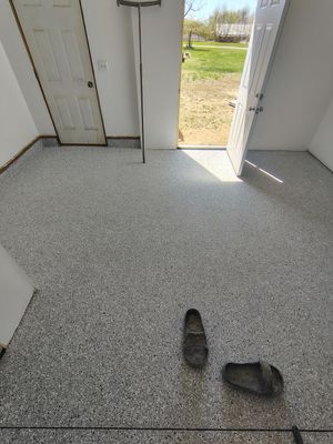 Decorative Chip Concrete Coating Installation in Luverne
