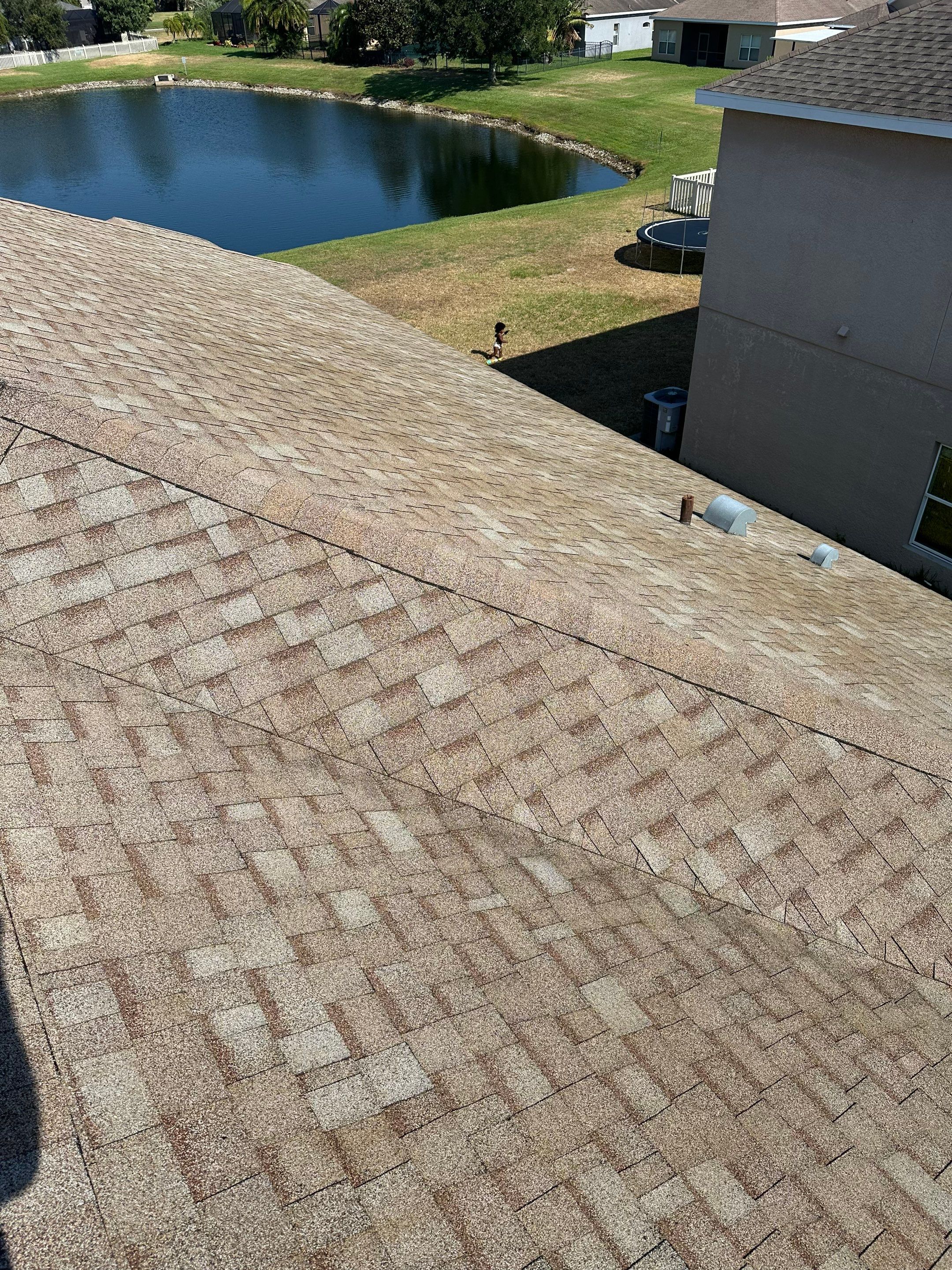 Asphalt Shingle Roof Soft Wash Cleaning & Concrete Pressure Washing in CopperStone Community, Parrish, FL by Sunshine AquaWash