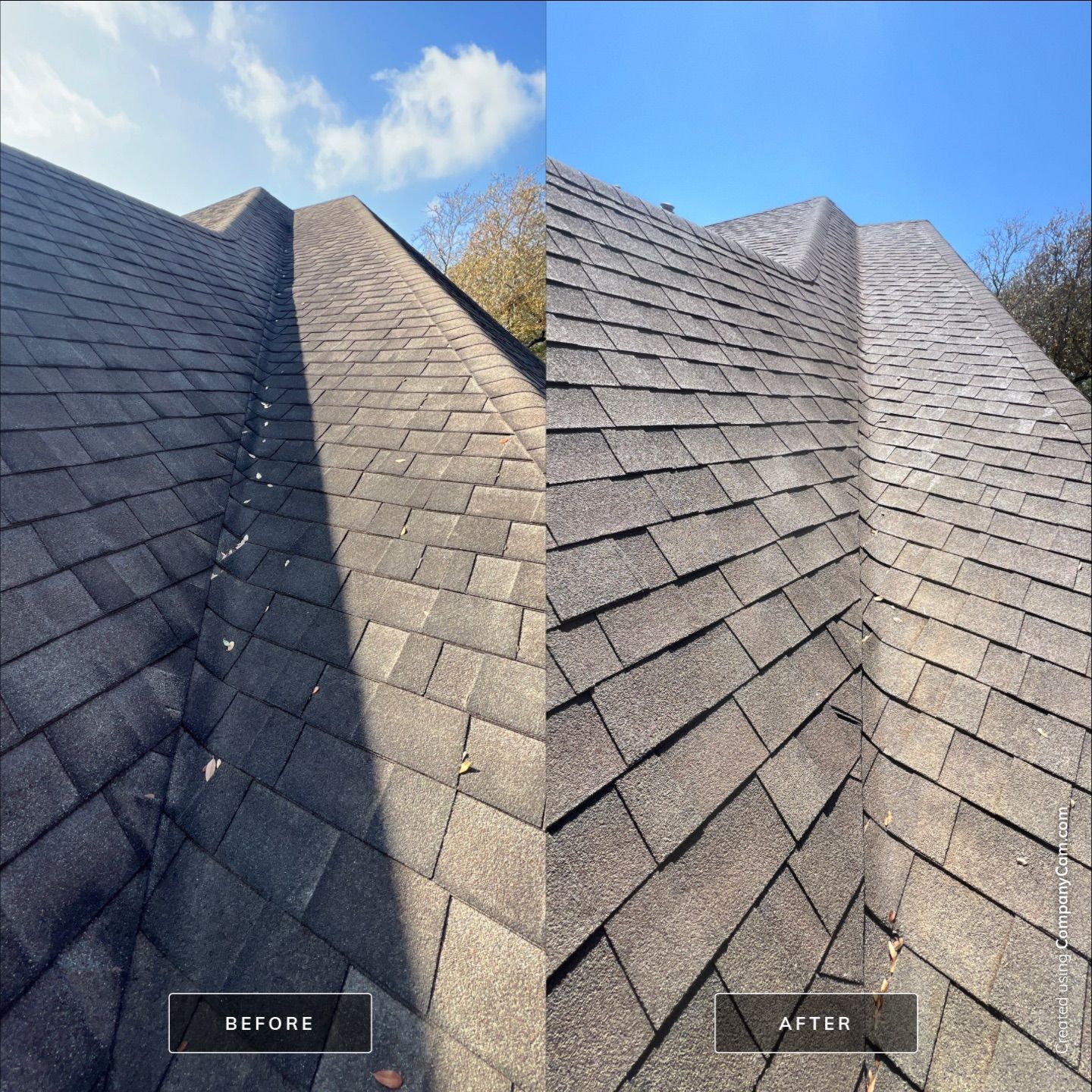 Shingle Roof Washing Project in San Antonio by Bright Choice